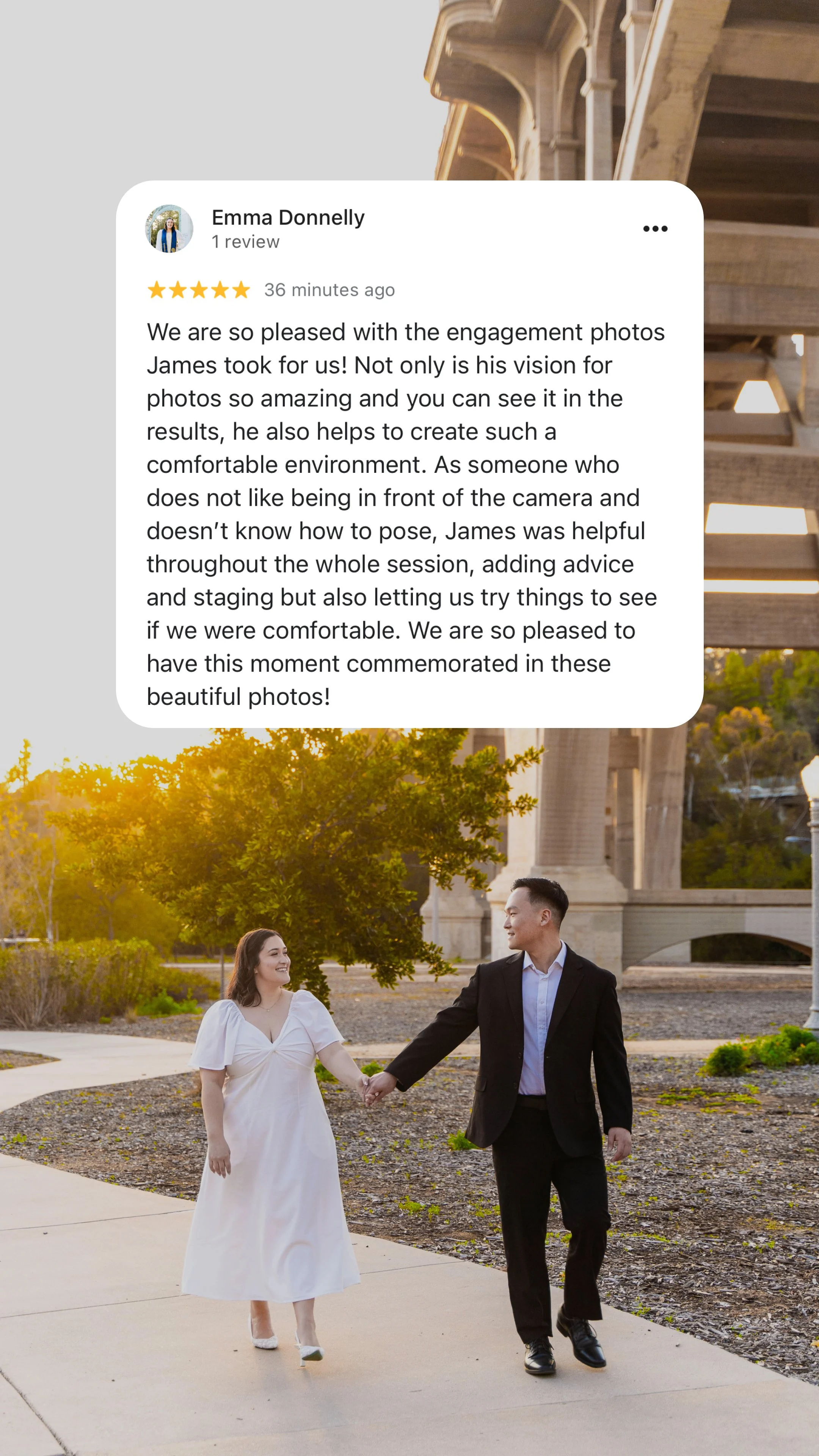 Review from couple at Pasadena Los Angeles for engagement photography