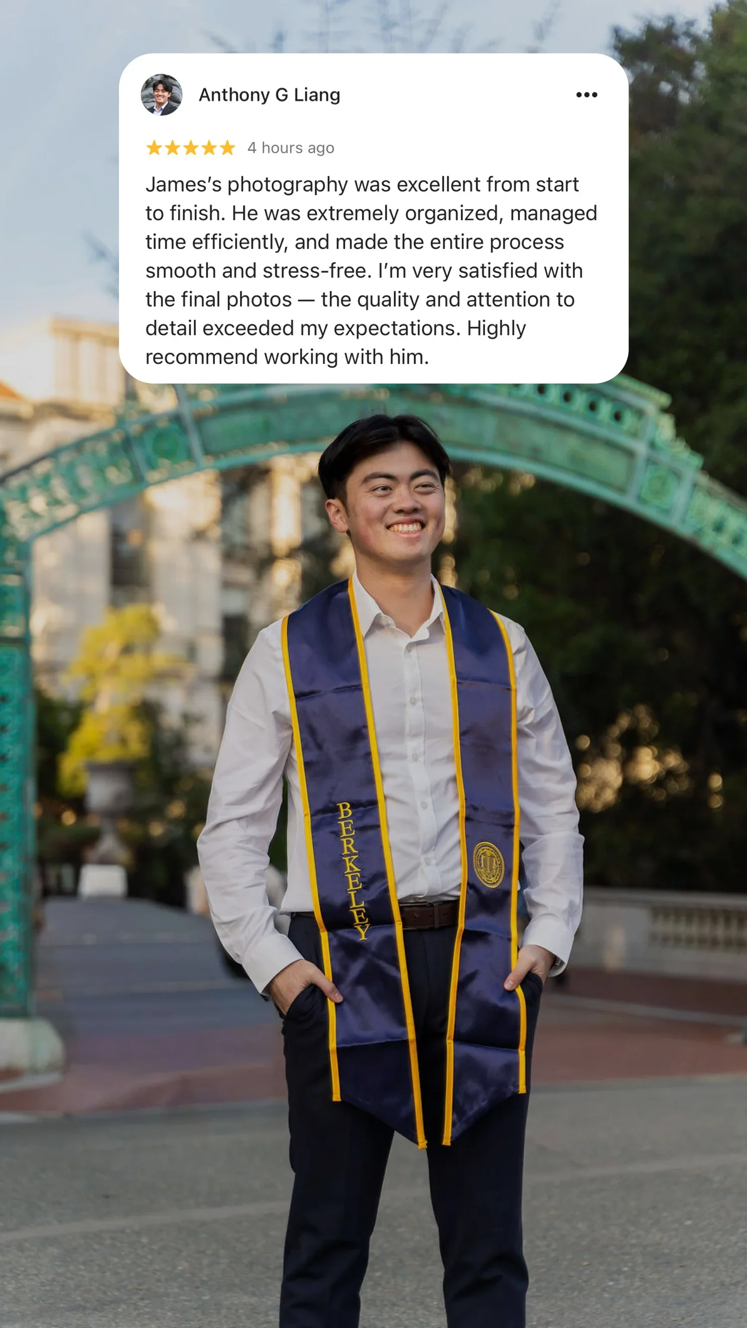 UCLA grad photographer review from past client