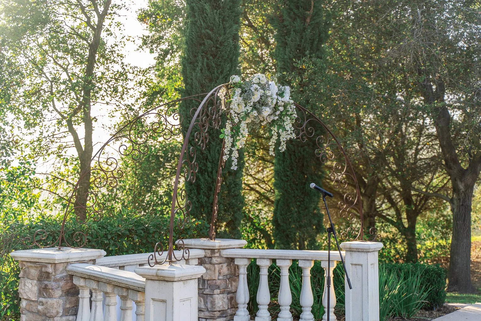Ceremony florals are pictured at a Vellano Estate wedding in Chino Hills, CA.