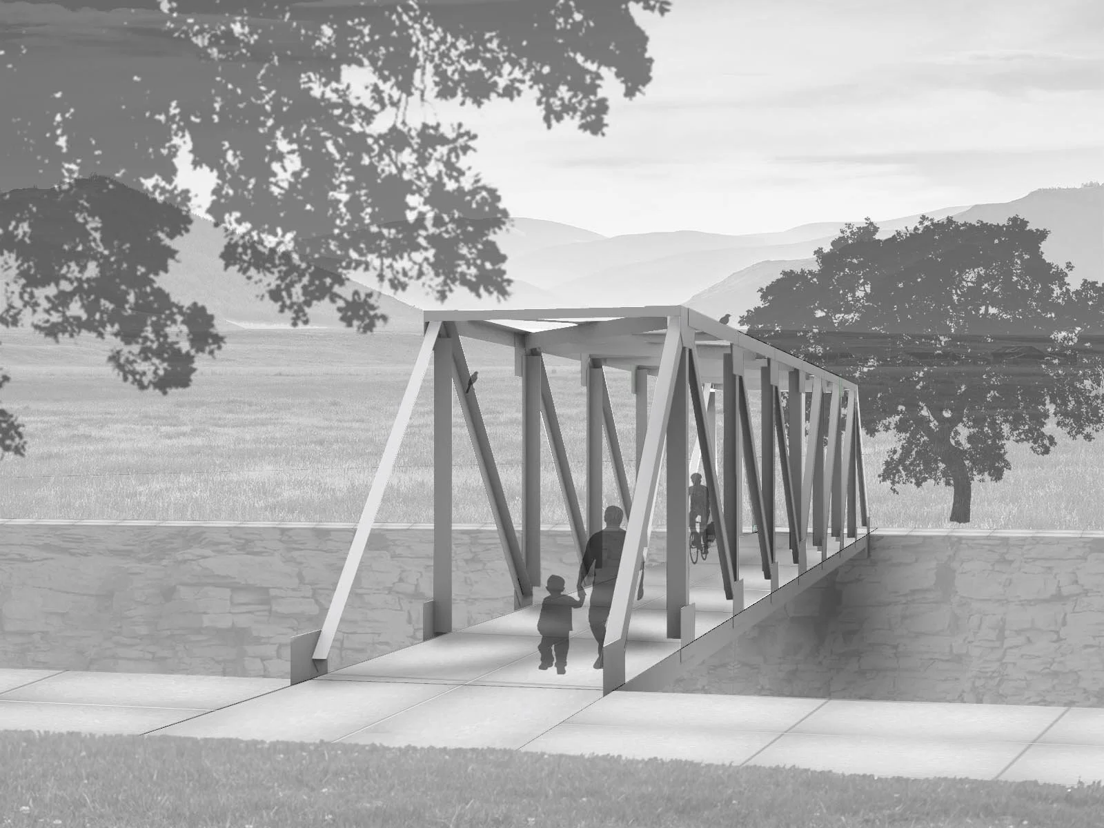 PRATT TRUSS BRIDGE RENDER