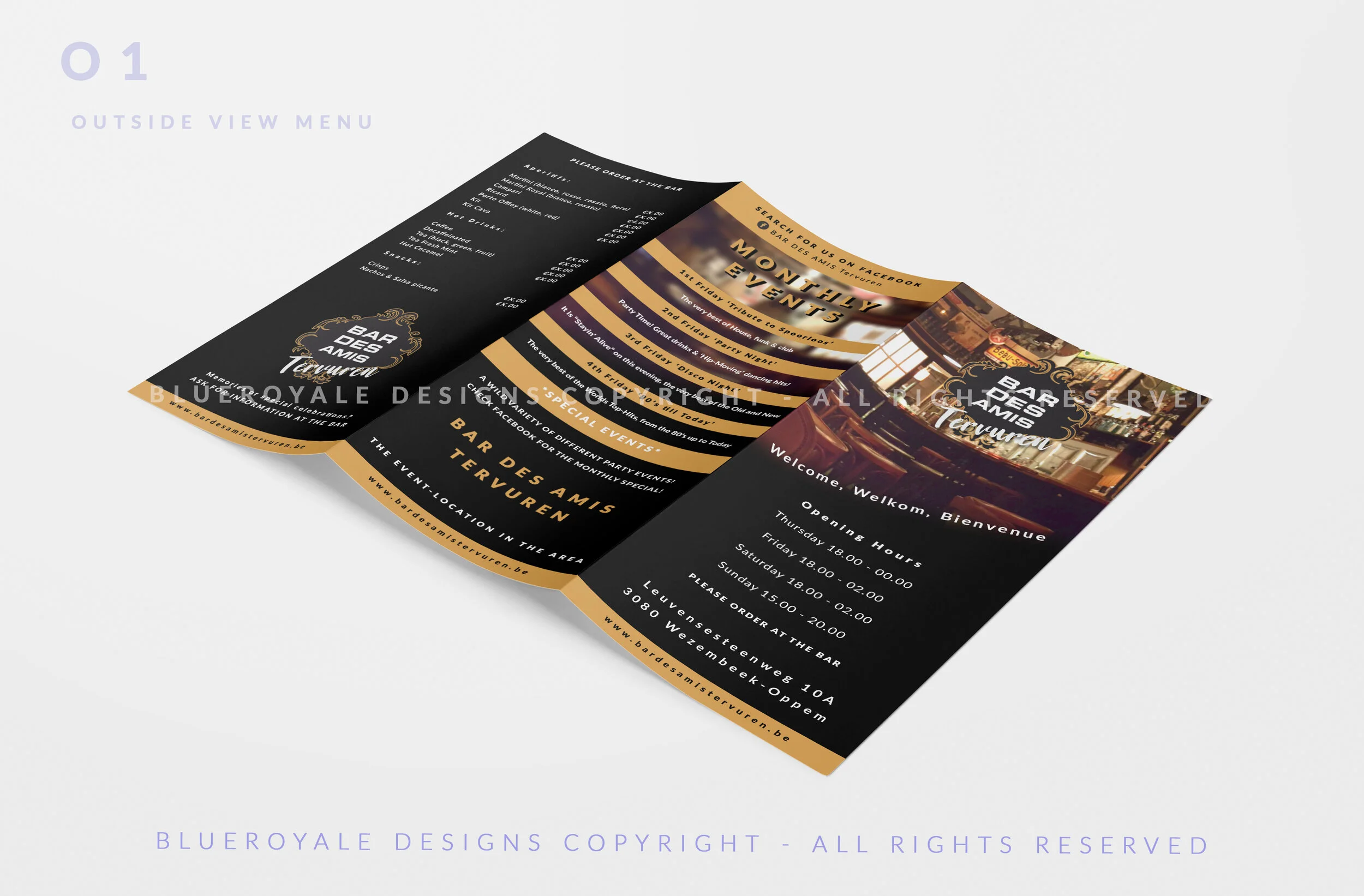 New Trifold Menu for a local cultural bar client BAR DES AMIS TERVUREN