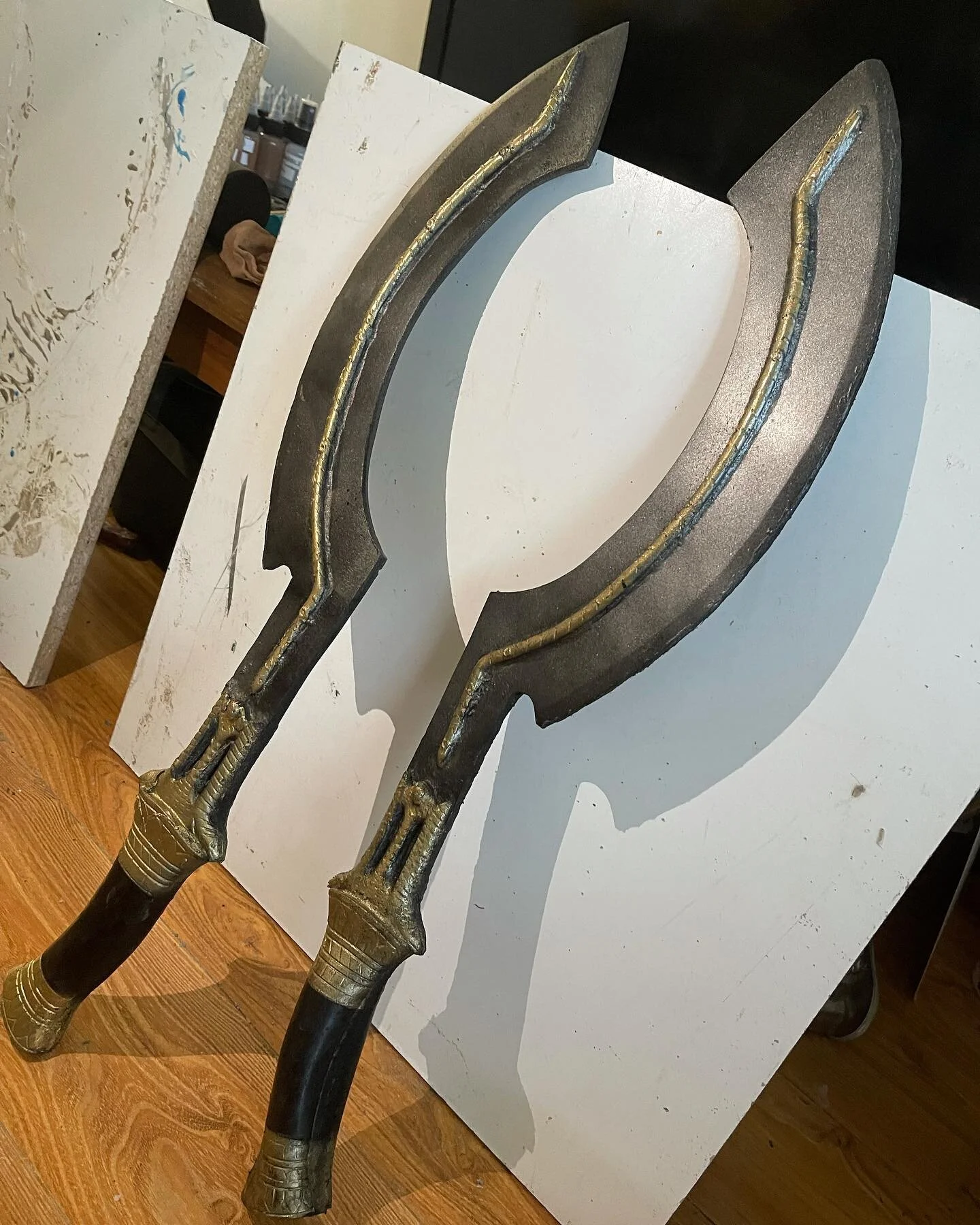 Had a fun time making some #khopeshsword &amp; trying some different techniques for @humanitythefilm ⚔️⁣⁣
.⁣⁣
.⁣⁣
.⁣⁣
.⁣⁣
.⁣⁣
#prop #swordprop #fabrication #filmprop #moldmaking #smoothon #sfx