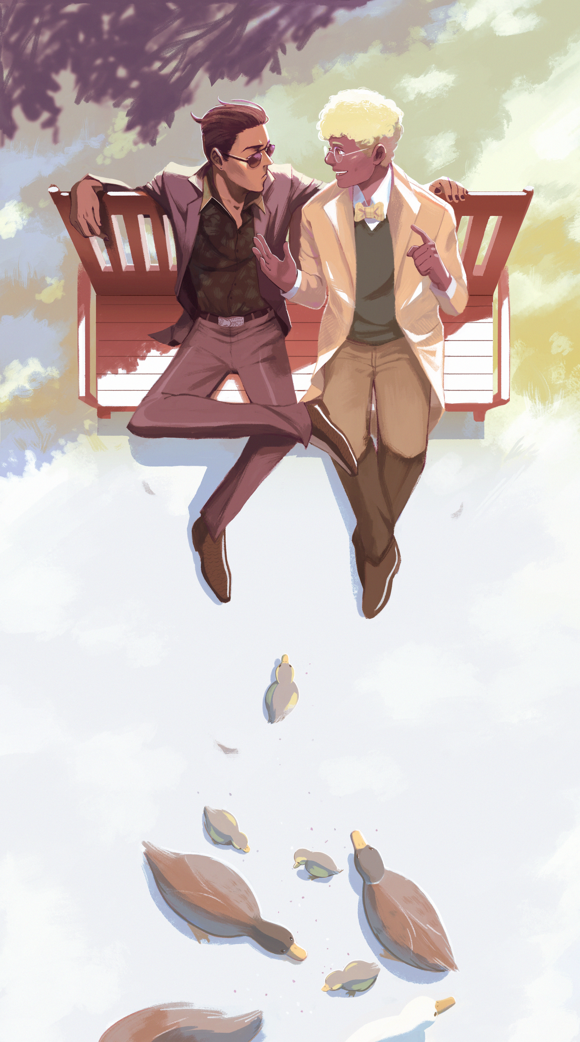 Aziraphale and Crowley, characters from Neil Gaiman and Terry Pratchett’s book Good Omens.