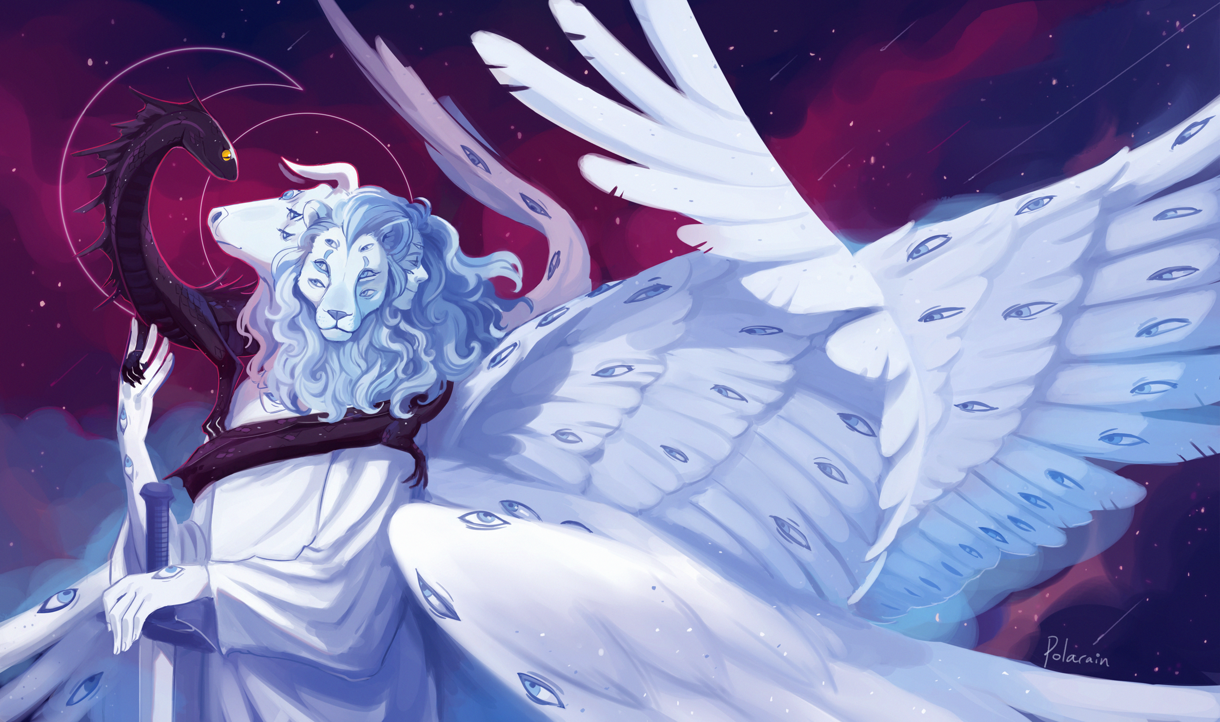 A True Form interpretation of the main angelic and demonic characters from Neil Gaiman and Terry Prachett’s book, Good Omens 2019
