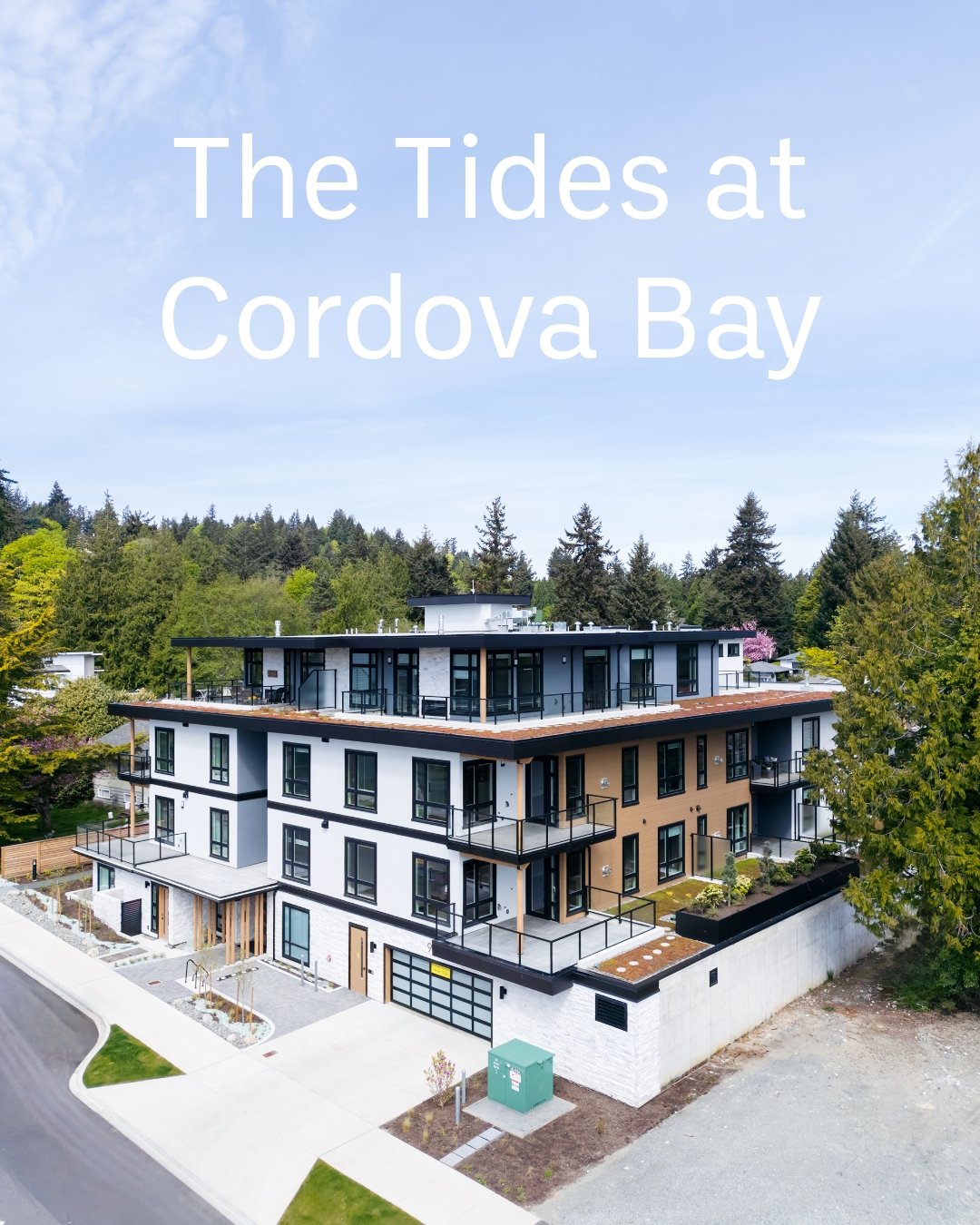 We&rsquo;re proud to share the completed Tides at Cordova Bay! 

This four-storey, 17-home community brings together spacious residences, thoughtful landscaping, green walls, and green roofs, designed to complement its beautiful coastal setting.

#Th