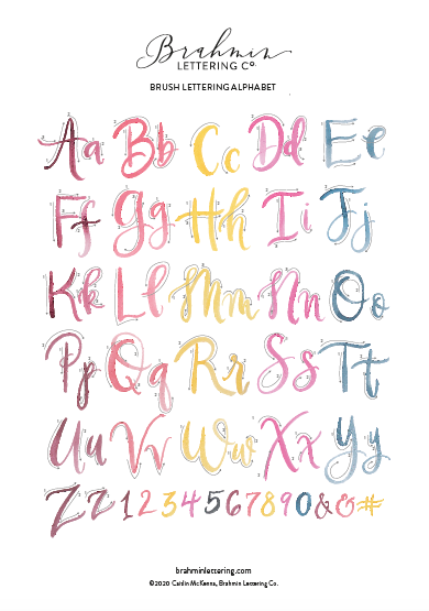 Modern Calligraphy Alphabet Free Calligraphy Worksheets Brahmin Lettering Co Print free lowercase calligraphy alphabets from a to z. modern calligraphy alphabet free