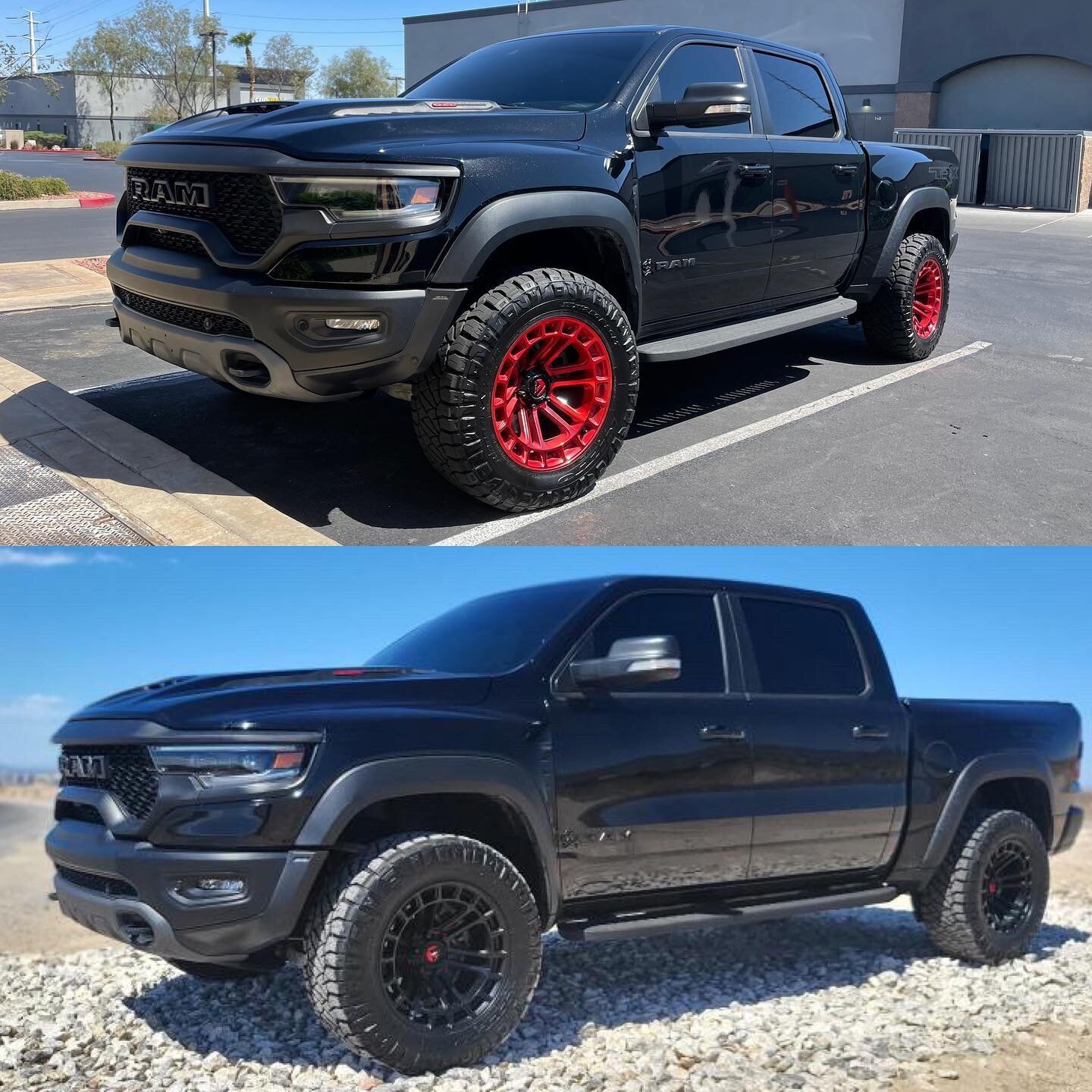 Before ⬇️ After
Powder coated rims satin black on this Ram TRX 🔥🔥