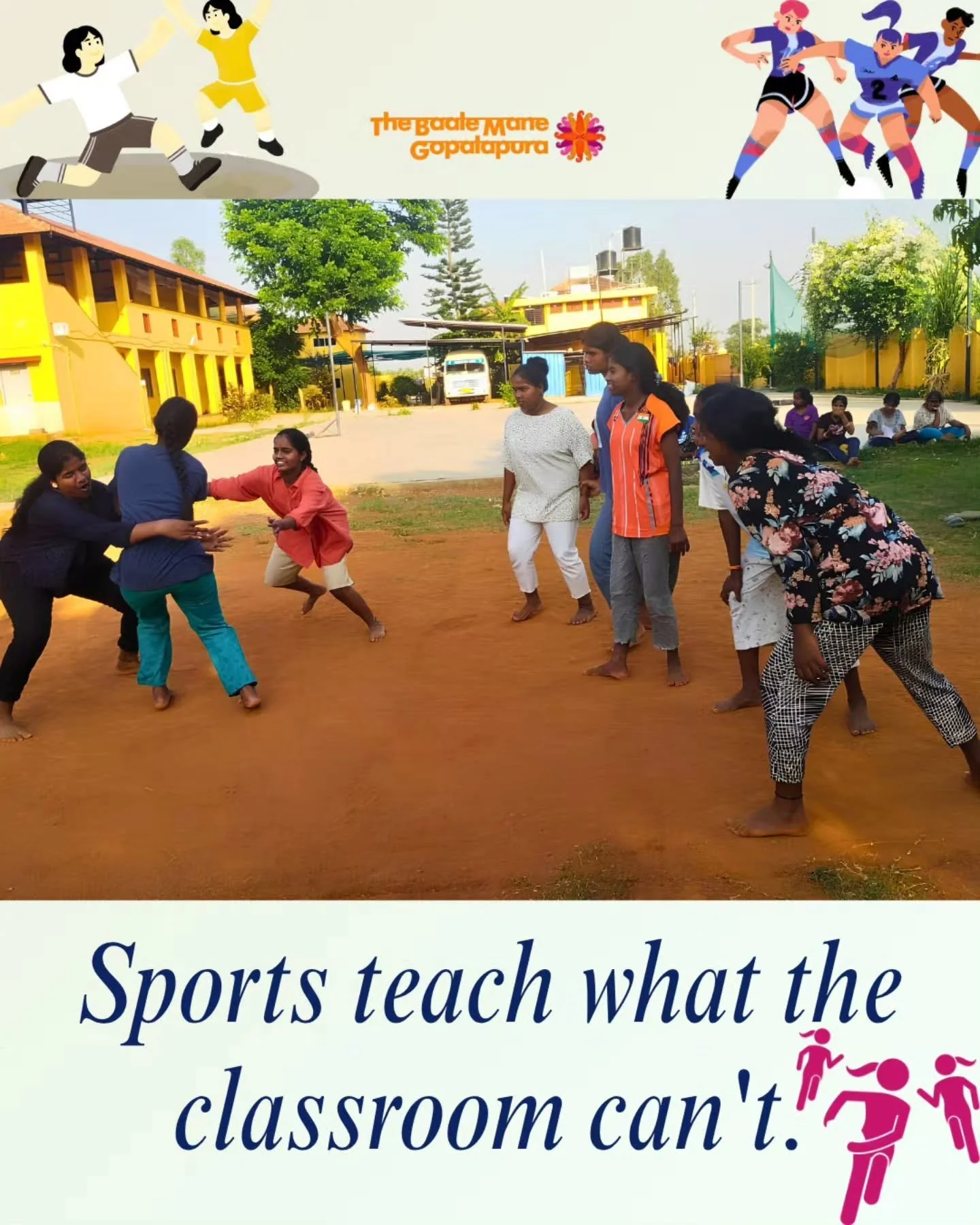 Kabaddi in full swing! 🤾&zwj;♀️ Sports are a big part of life &mdash; the girls play everything from throwball and volleyball to athletics, kho-kho, kabaddi and badminton, many representing their schools on official teams. Research backs what we see