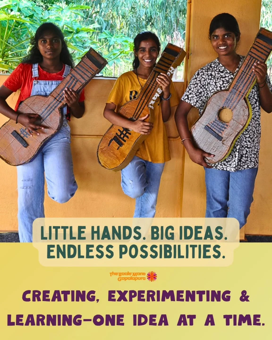 They built their own guitars &mdash; out of cardboard, colour, and imagination. 🎸🎨 As part of our Summer English Programme, the girls explored the theme Music &amp; Song &mdash; and took it one step further by making their very own guitars! From ca