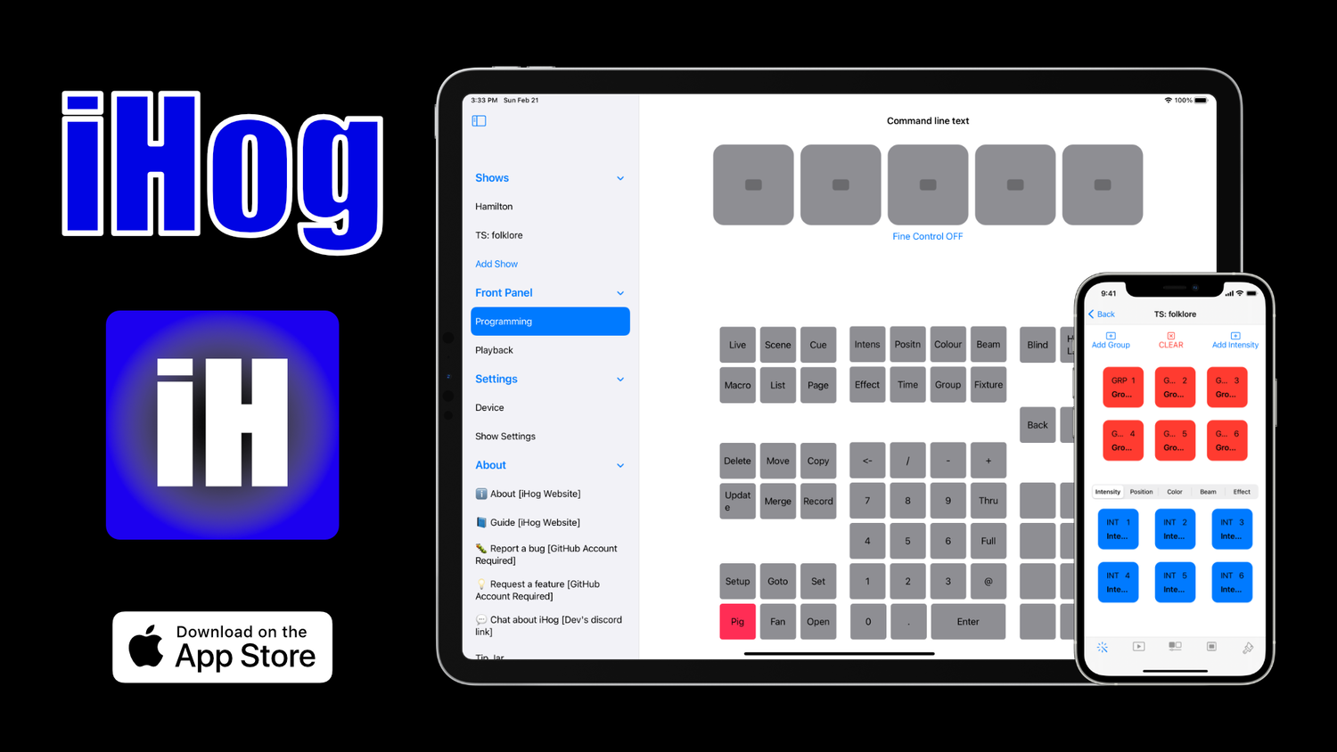 iHog marketing on simulated iPhone and iPad