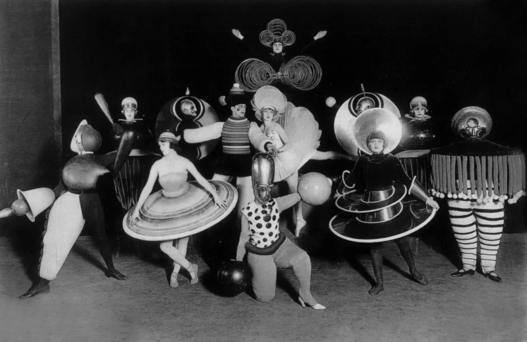 Oskar Schlemmer costumes for Triadic Ballet, Metropol Theater, Berlin, Germany. Photo by Ernst Schneider, 1926 (Apic/Getty Images).
