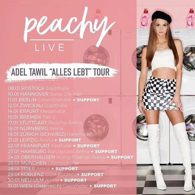 I m so excited to announce that I will join @adeltawil on tour!! ✨ Apart from a gigantic #tumappelles party with Adel, I will also perform my own songs for the first time during my support shows in Berlin, Leipzig, Frankfurt, Hamburg, Oberhausen, Tie