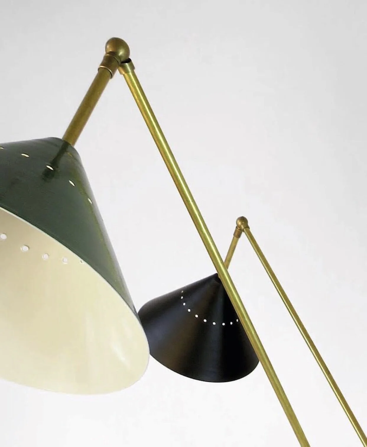 Italian Mid-Century Style Three Arms Floor Lamp White 4431 shade hinges