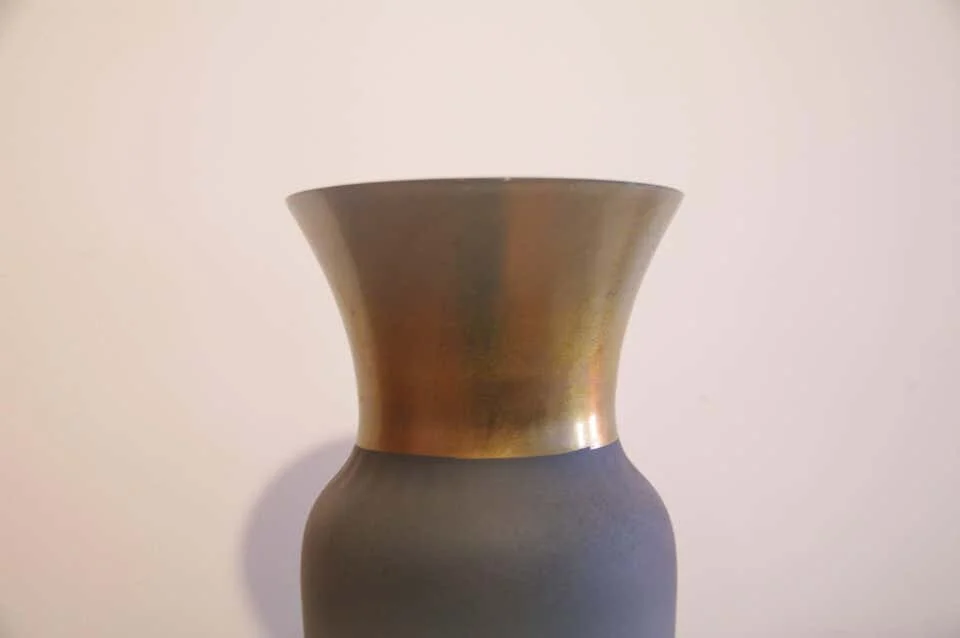 Venini Opalini Glass Vase night blue and gold Murano 2229 | top view