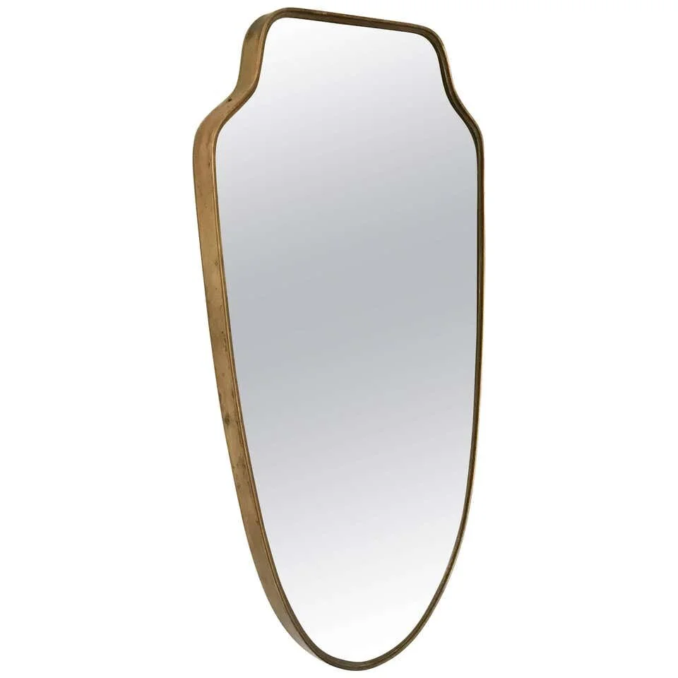 Shield Mid Century Mirrror in Brass Italy 2231 | main image