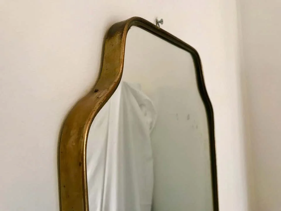 Shield Mid Century Mirrror in Brass Italy 2231 | top view