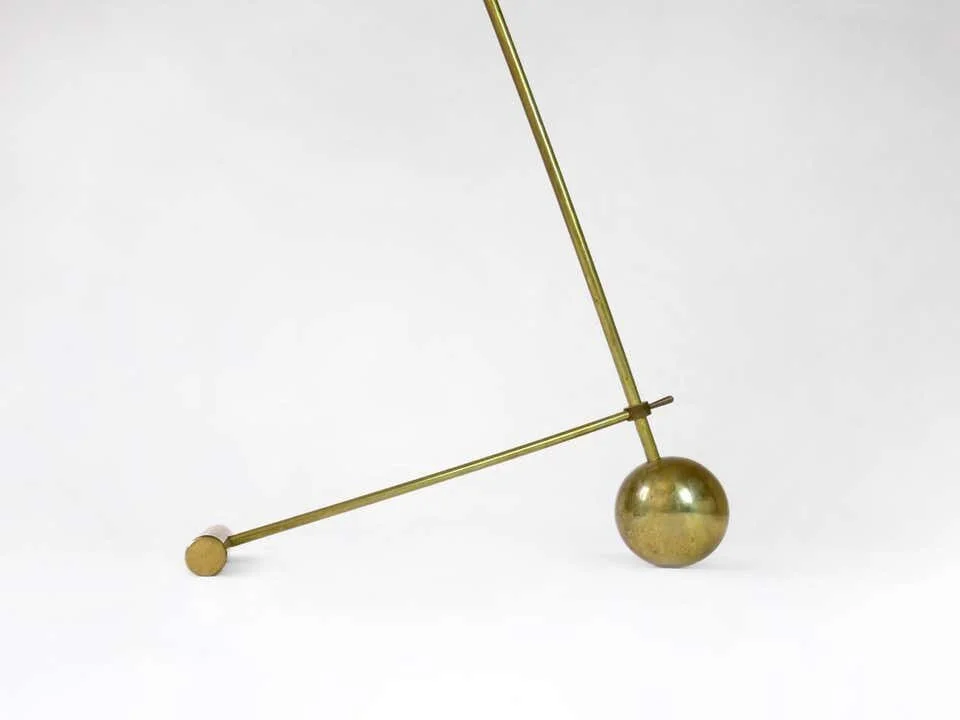 Italian Mid Century Style Floor Lamp Brass frame Red Shade | base structure