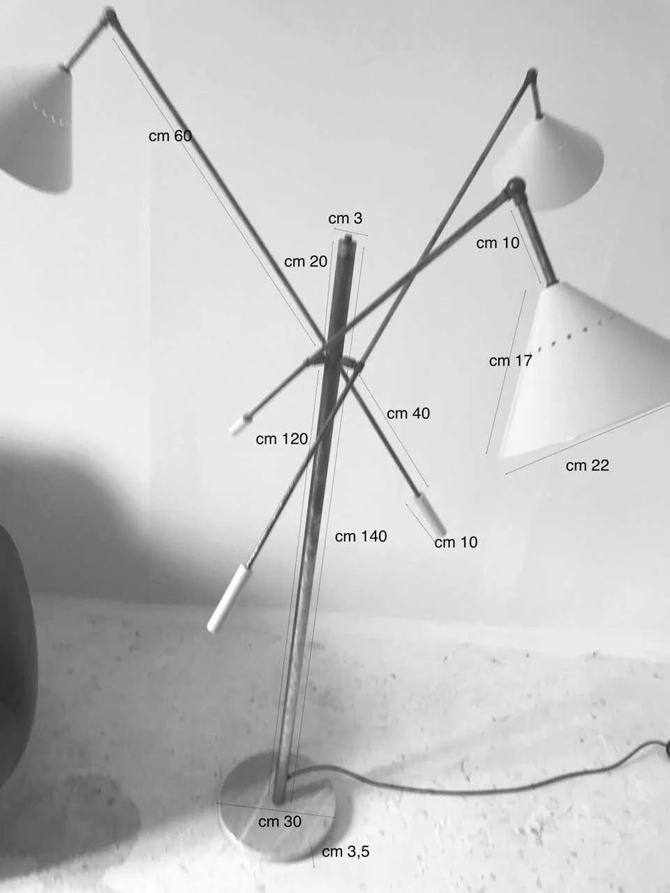 Three Arms Mid Century Style Floor Lamps with marble base 4435 | sizes