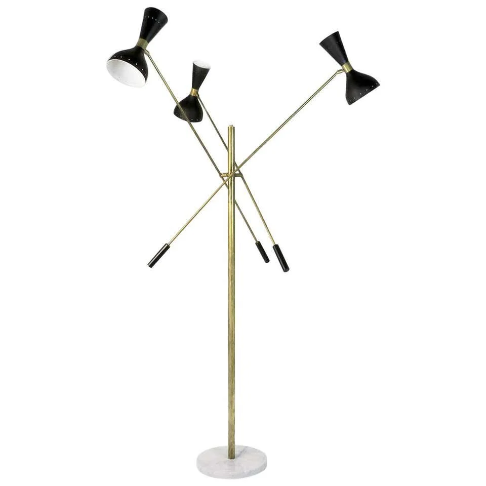 Italian Three Arms floor lamps black with marble base 4430 main