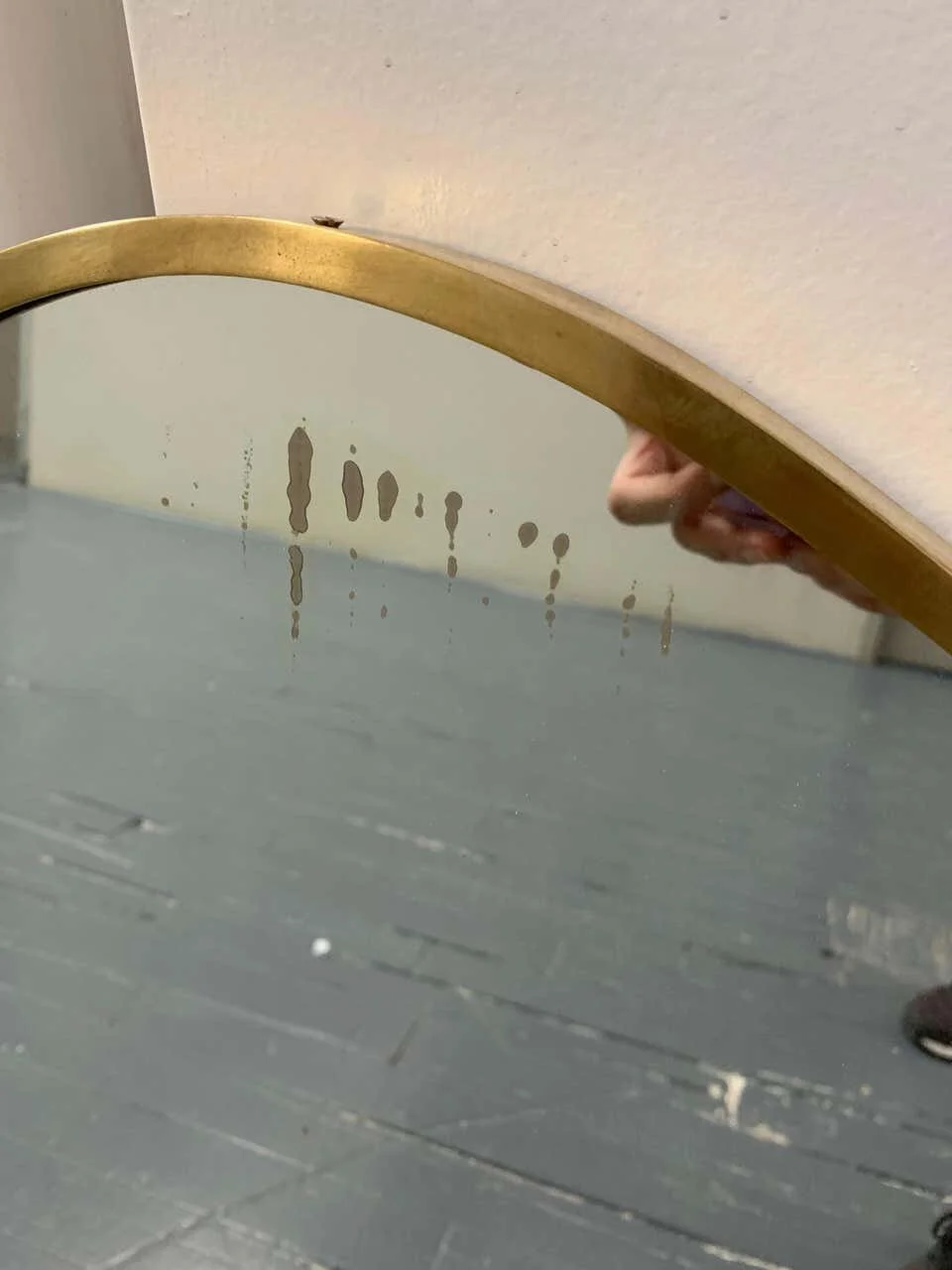 Italian Mid Century Brass Frame Mirror Shield 4383 | condition image