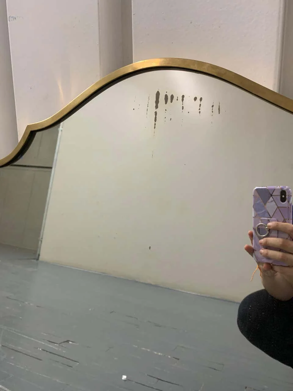 Italian Mid Century Brass Frame Mirror Shield 4383 | mirror image