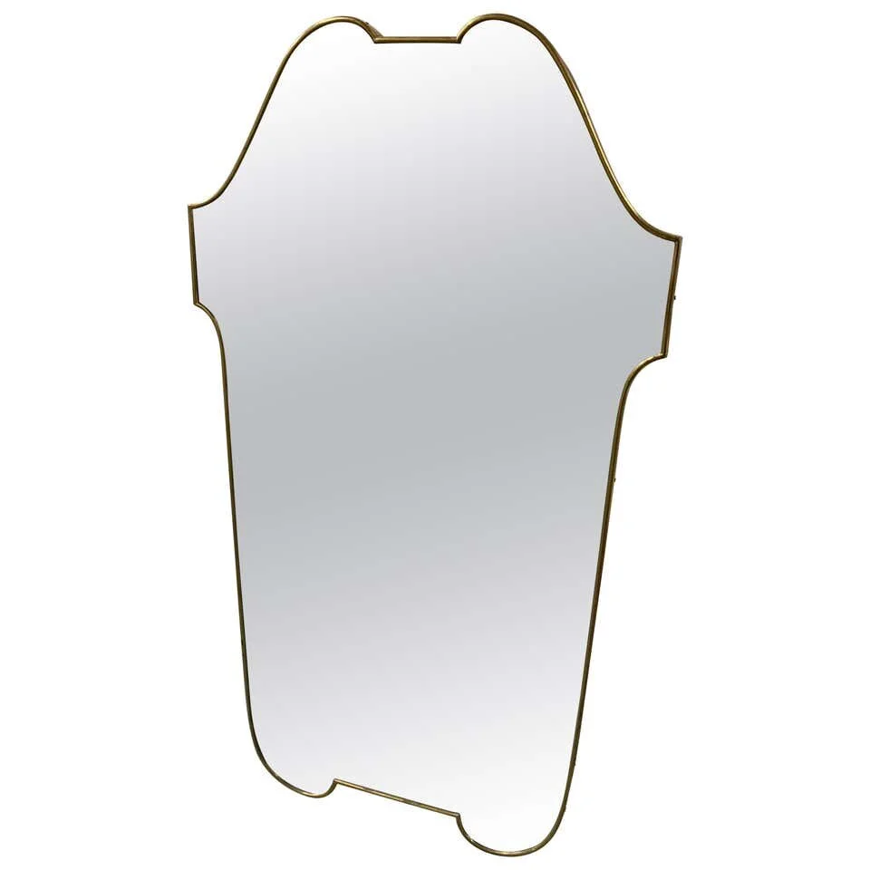 Italian Mid Century Mirror Large with Brass Frame 2227 | main image