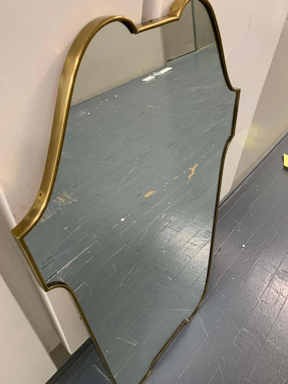 Italian Mid Century Mirror Large with Brass Frame 2227 | frame detail left