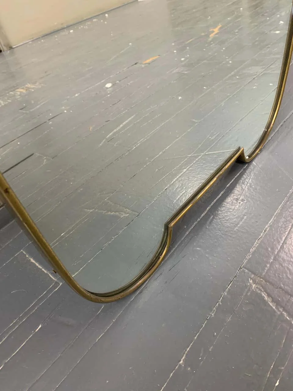 Italian Mid Century Mirror Large with Brass Frame 2227 | mirror image