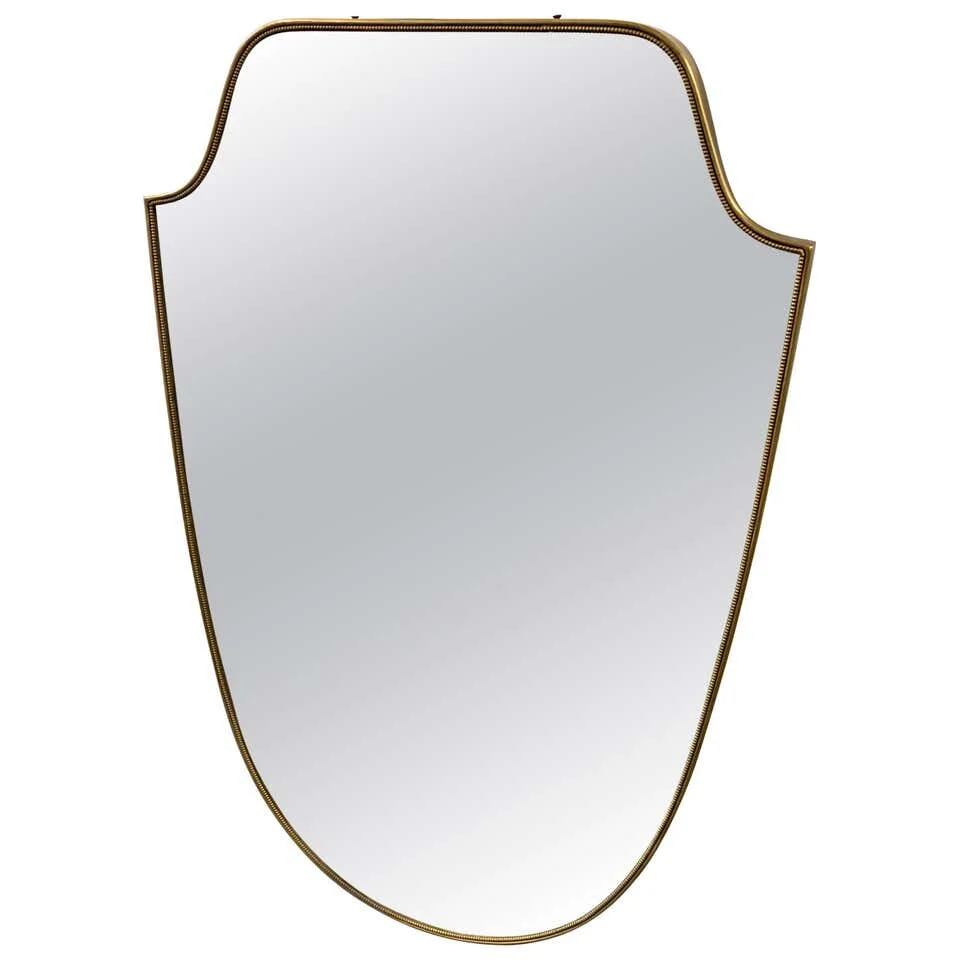 Mid Century Brass Frame Mirror Italian made 2224 | main image