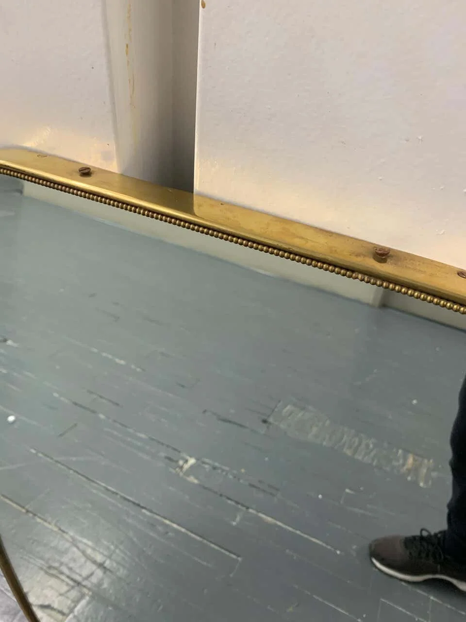 Mid Century Brass Frame Mirror Italian made 2224 | main image top view