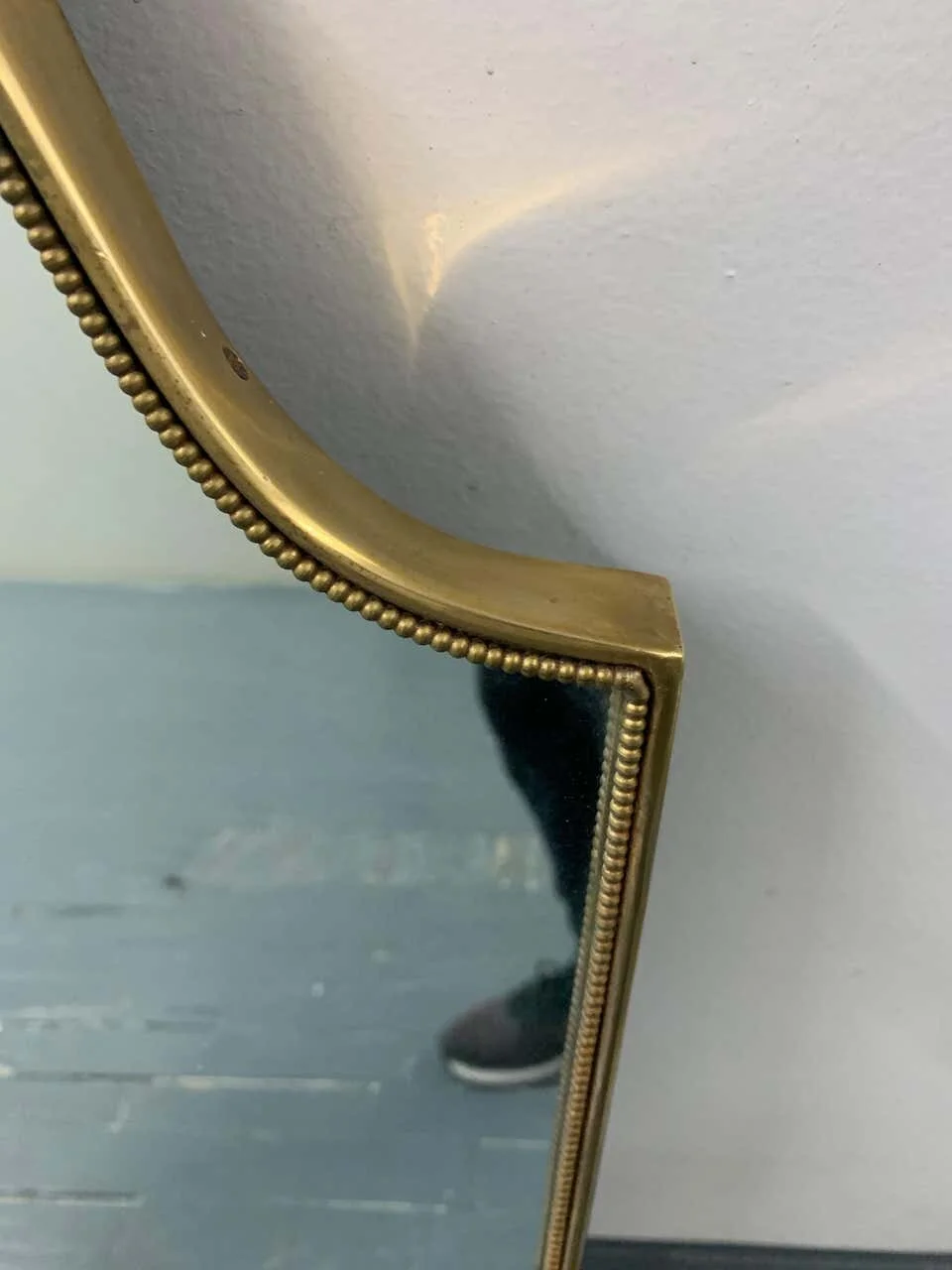 Mid Century Brass Frame Mirror Italian made 2224 | corner view