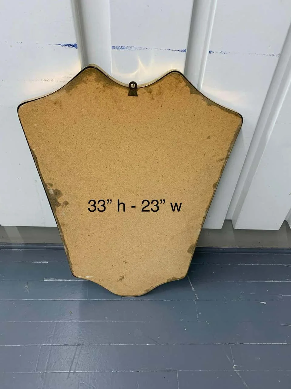 Italian Mid Century Brass Frame Mirror Shield 4461 | back panel image