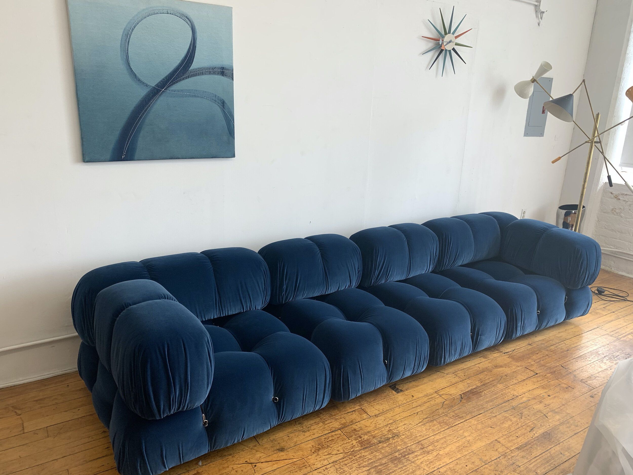 Vintage Camaleonda Sofa | Italian Mid Century sofa furniture - blue velvet