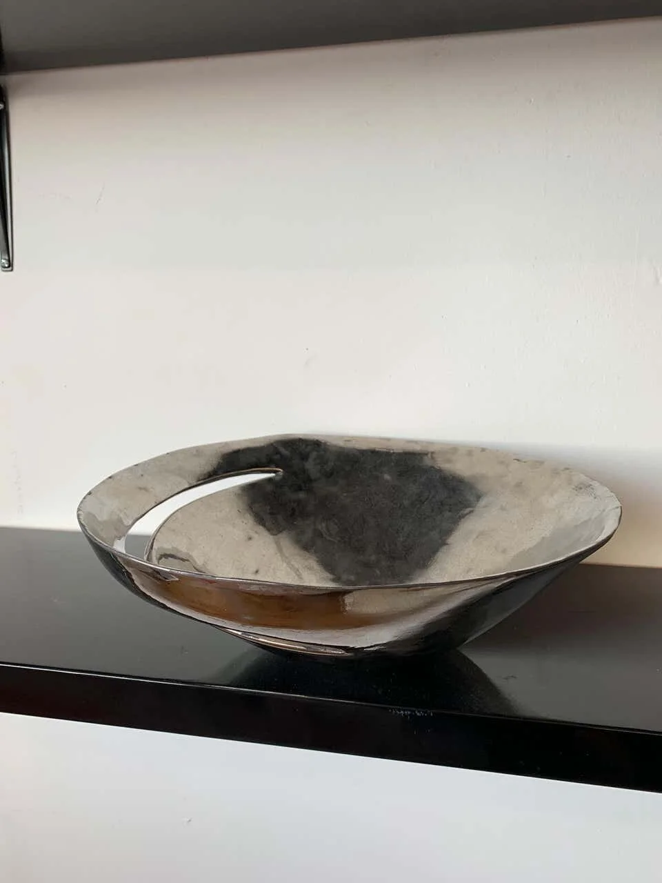 Italian Designer Home Decor Bowl primitive silver gray 2236 | on shelves
