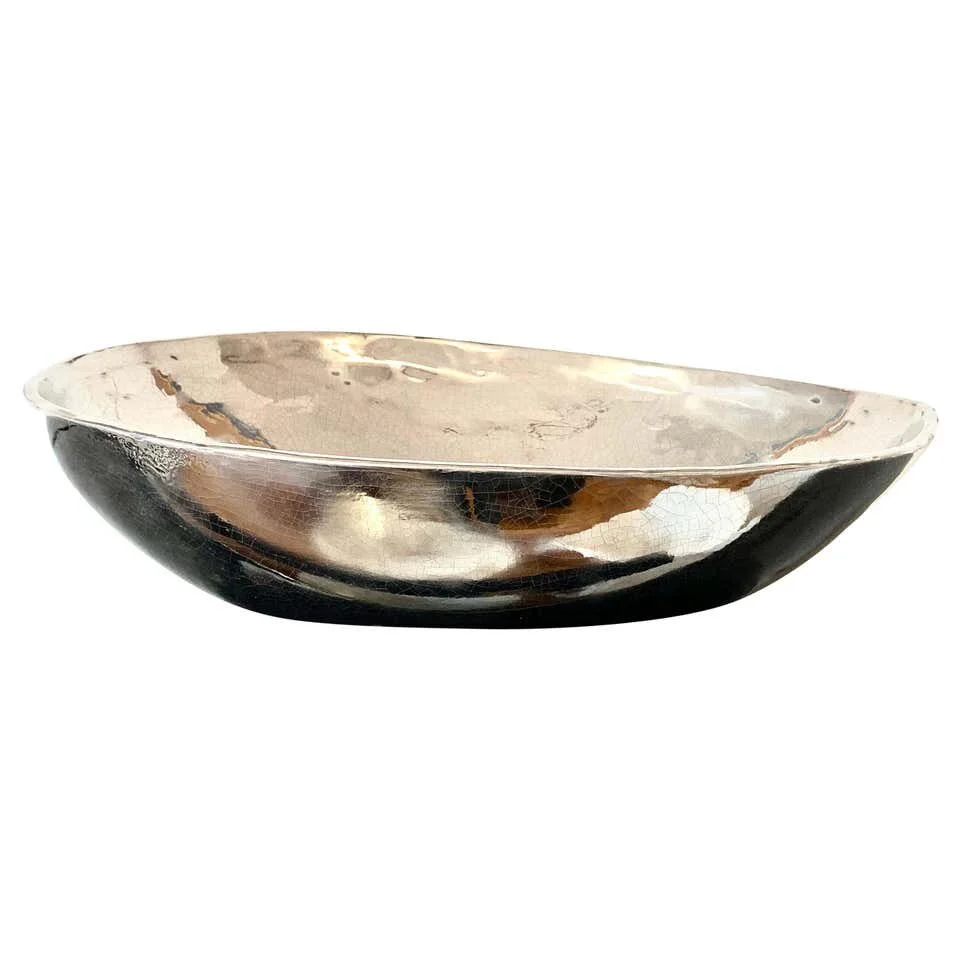 Italian Designer Home Decor Bowl primitive silver gray 2237 |  main image