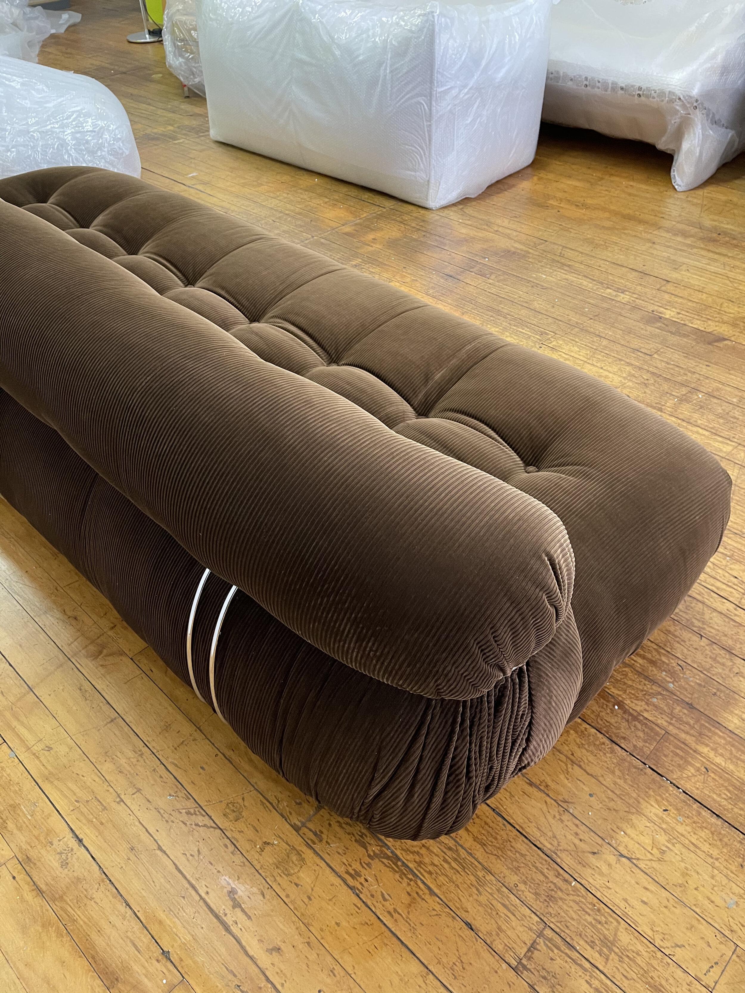 Vintage Soriana Sofa Large Dark Brown Fabric by Tobia Scarpa | back image