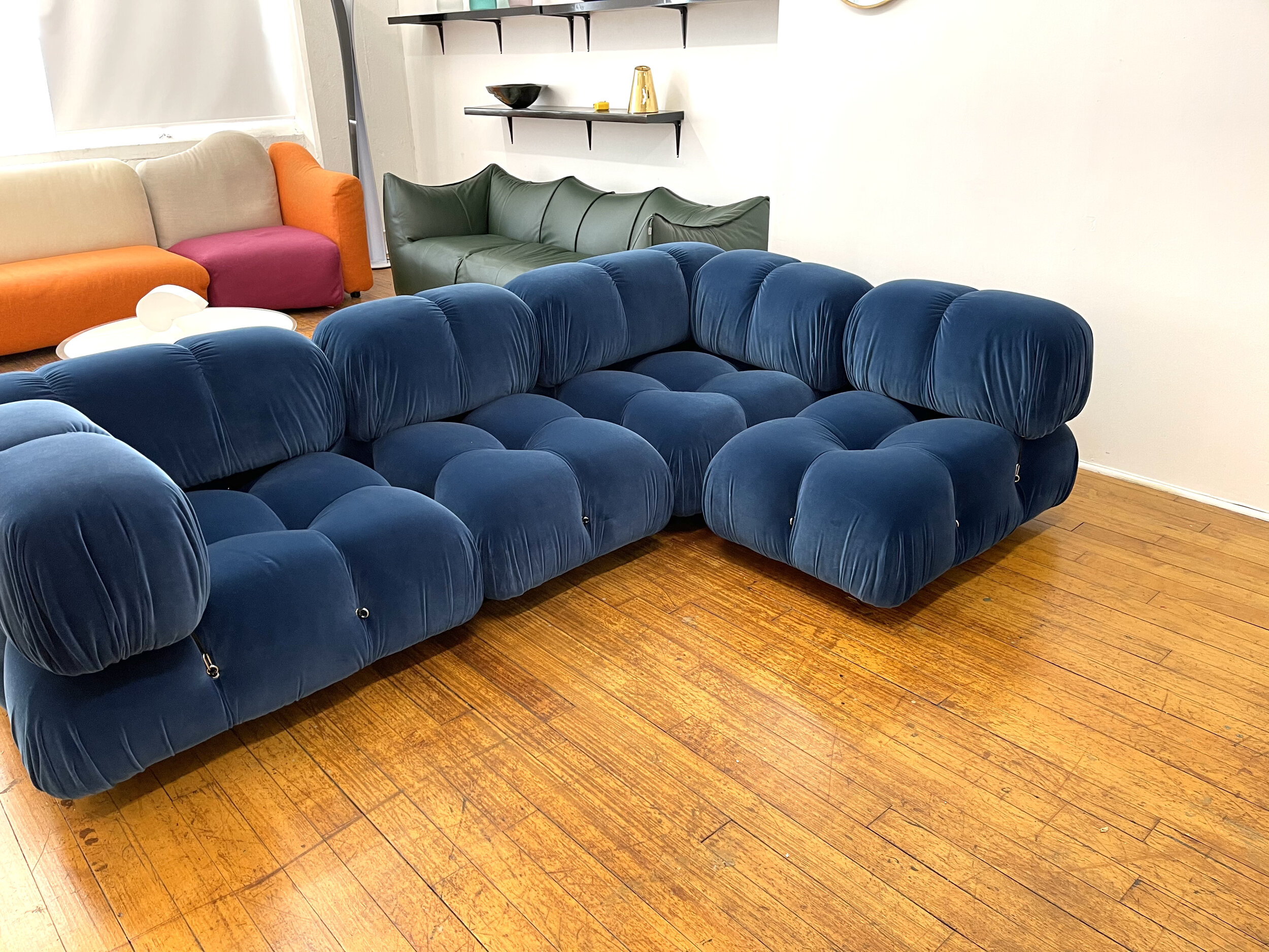 Vintage Camaleonda Modular Sofa Mario Bellini for B&B Italia Dark Blue Velvet