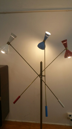 Italian Mid Century Style Floor Lamps adjustable — Vintage Brass 