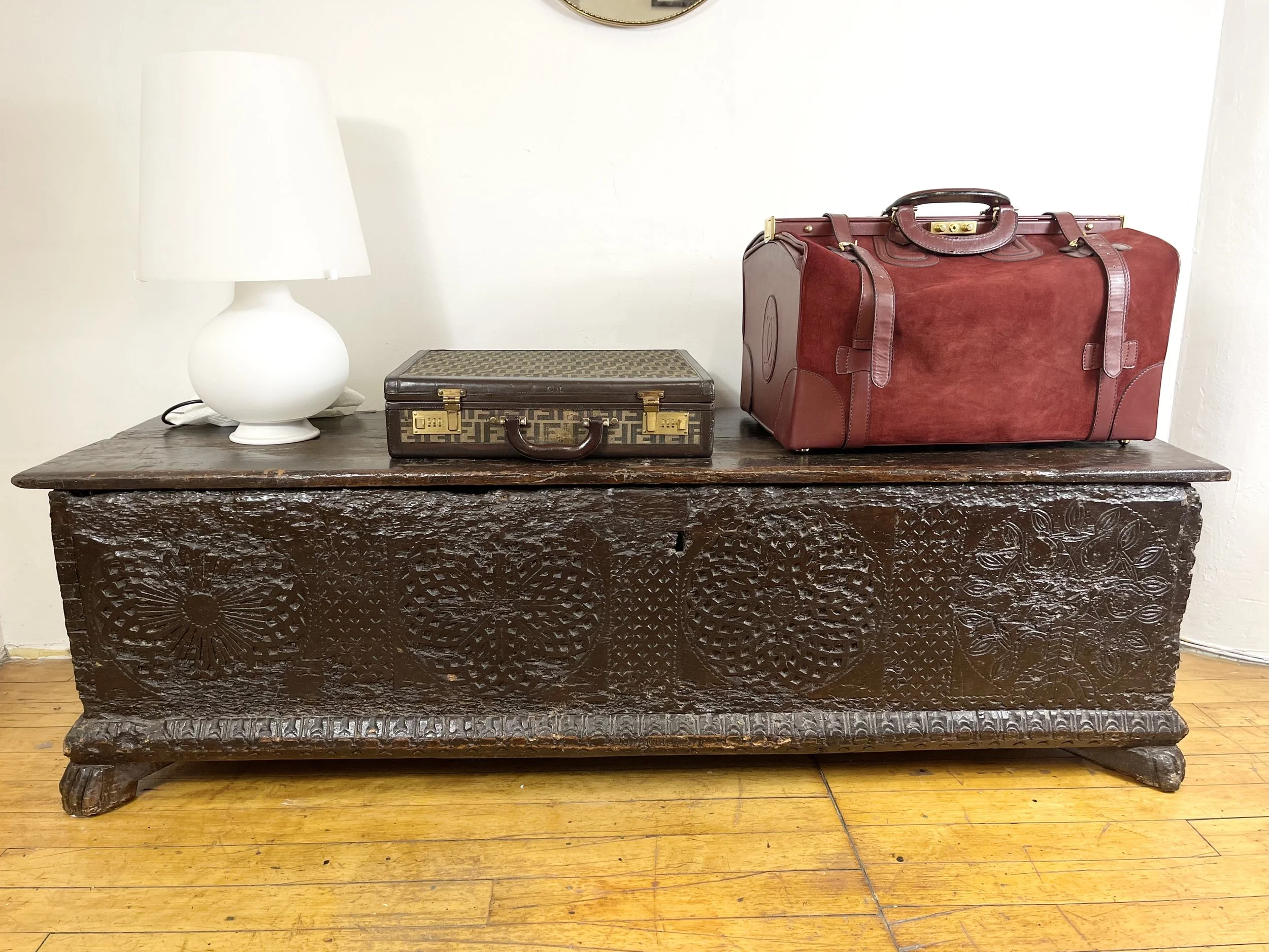 Vintage 1984 Le Must De Cartier Trunk Luggage with signature Red