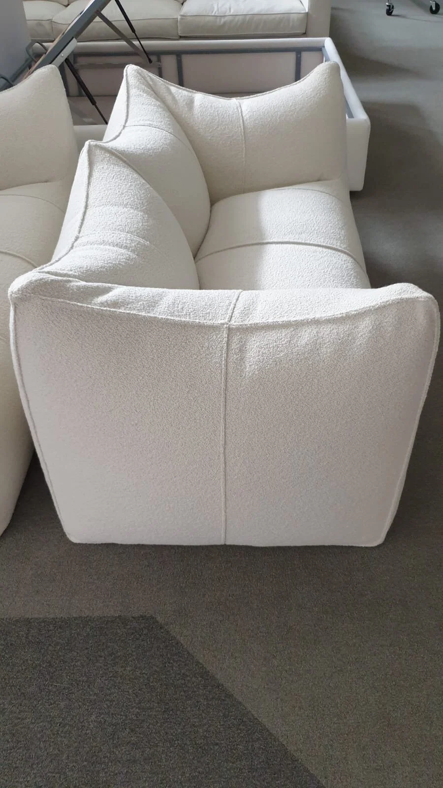 Vintage Mario Bellini Le Bambole Sofas White Boucle B&B Italia | top view side of one of the sofa