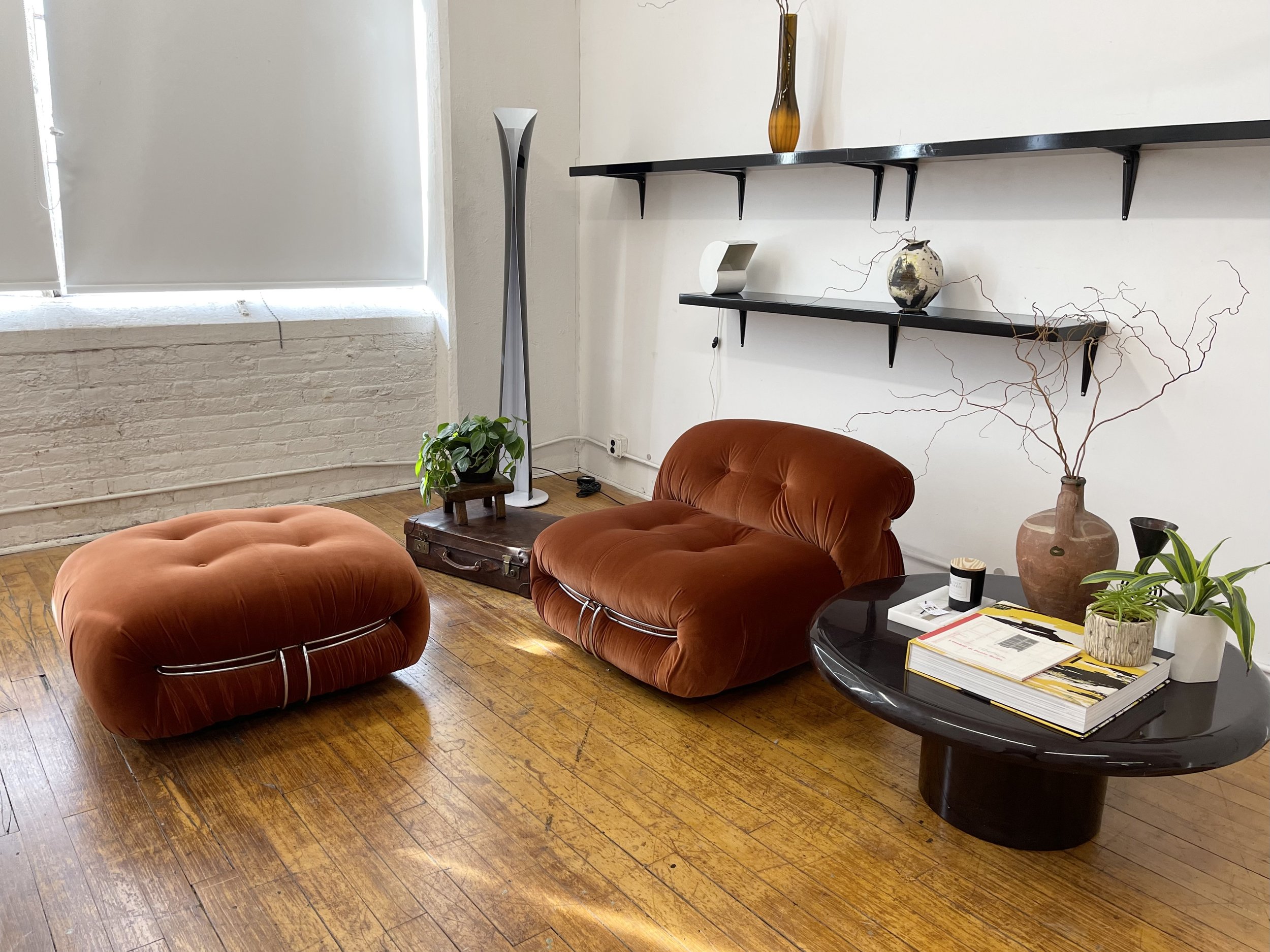 Vintage Soriana Chairs and Ottoman design Afra and Tobia Scarpa for Cassina 1970s