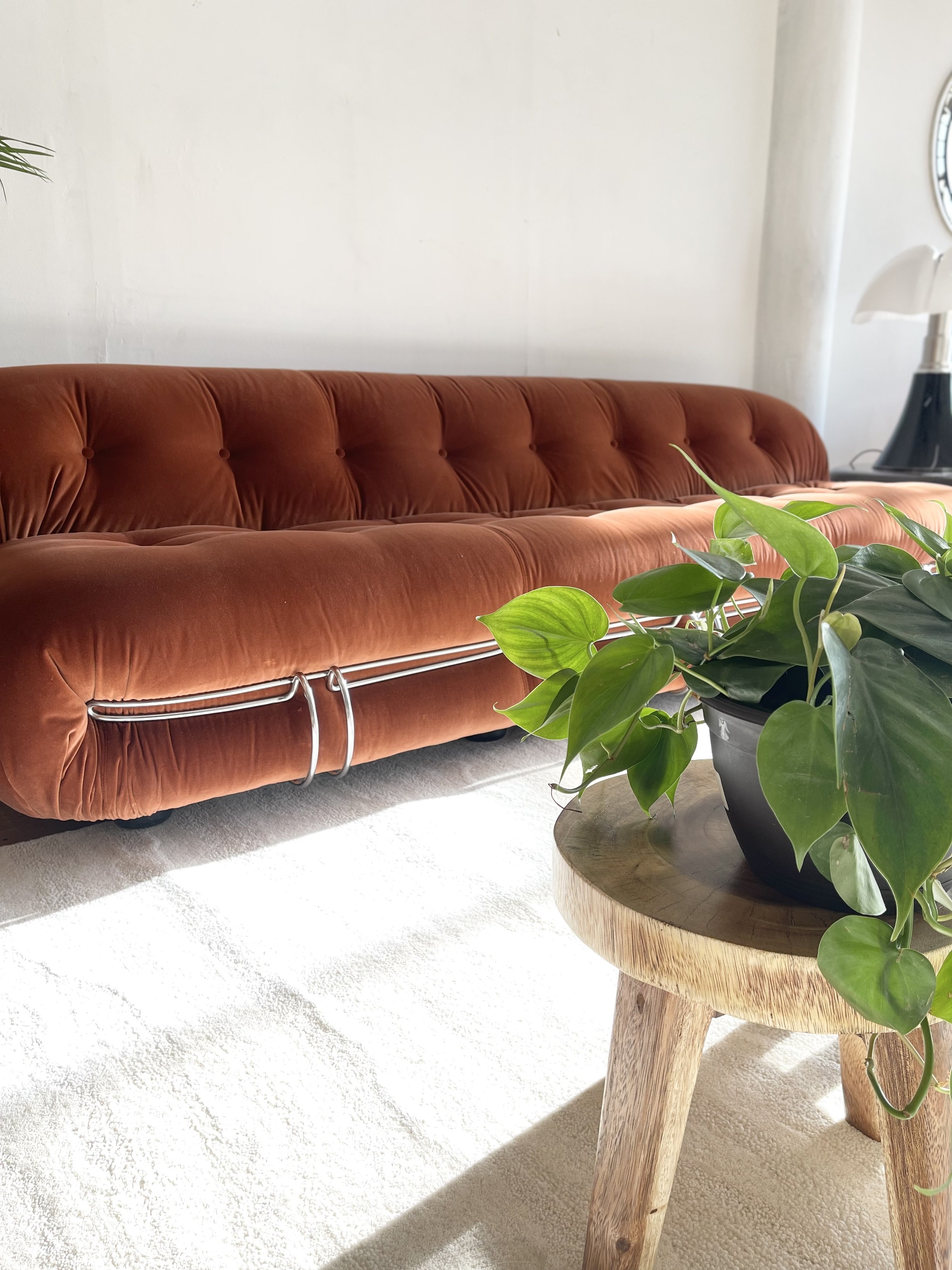 Angled view of a vintage Soriana Sofa by Cassina design Tobia Scarpa 1970s