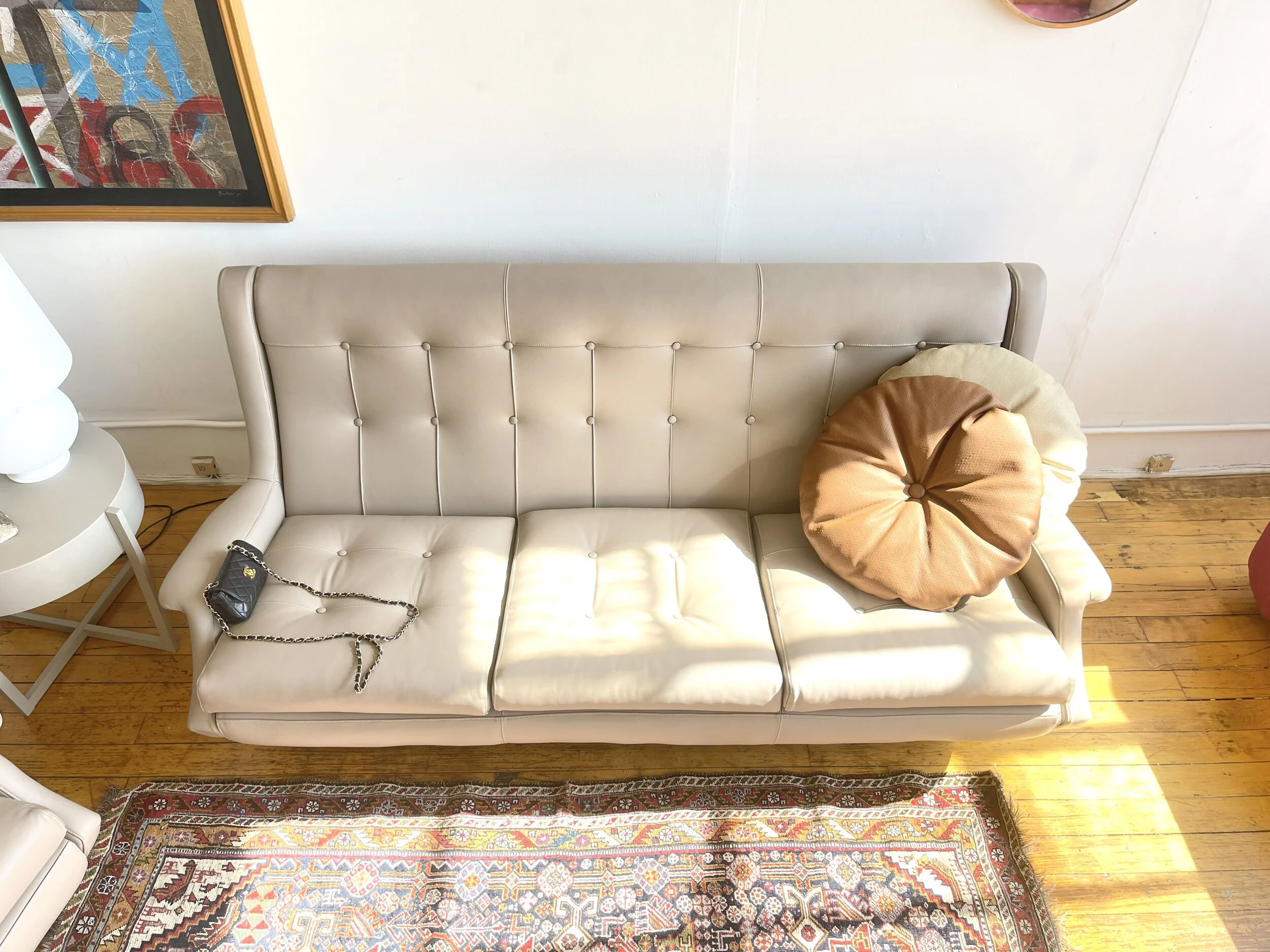 Vintage Italian Leather Sofa Marco Zanuso 5304 top view