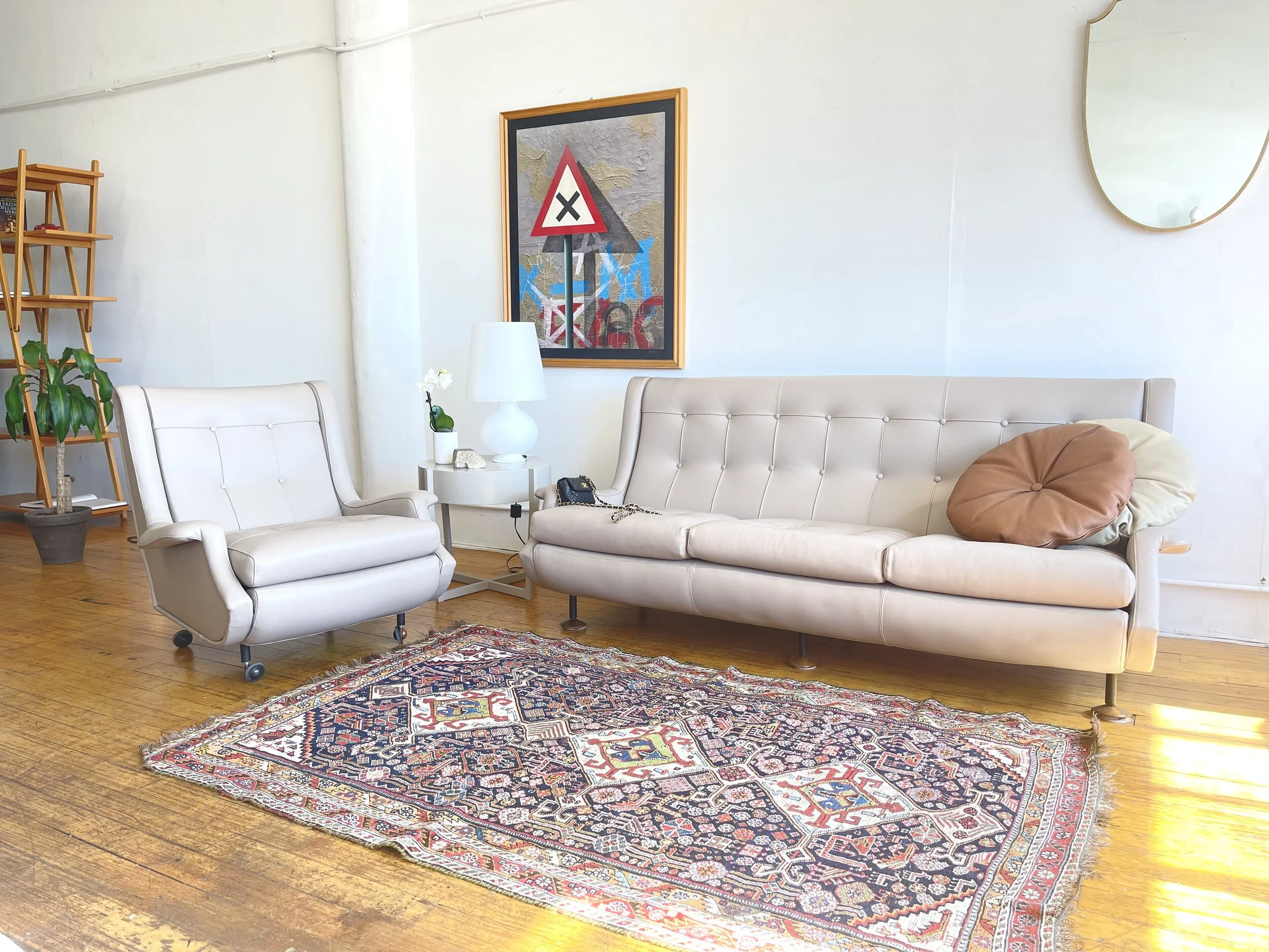 Vintage Italian Leather Sofa Marco Zanuso 5307 in room day light