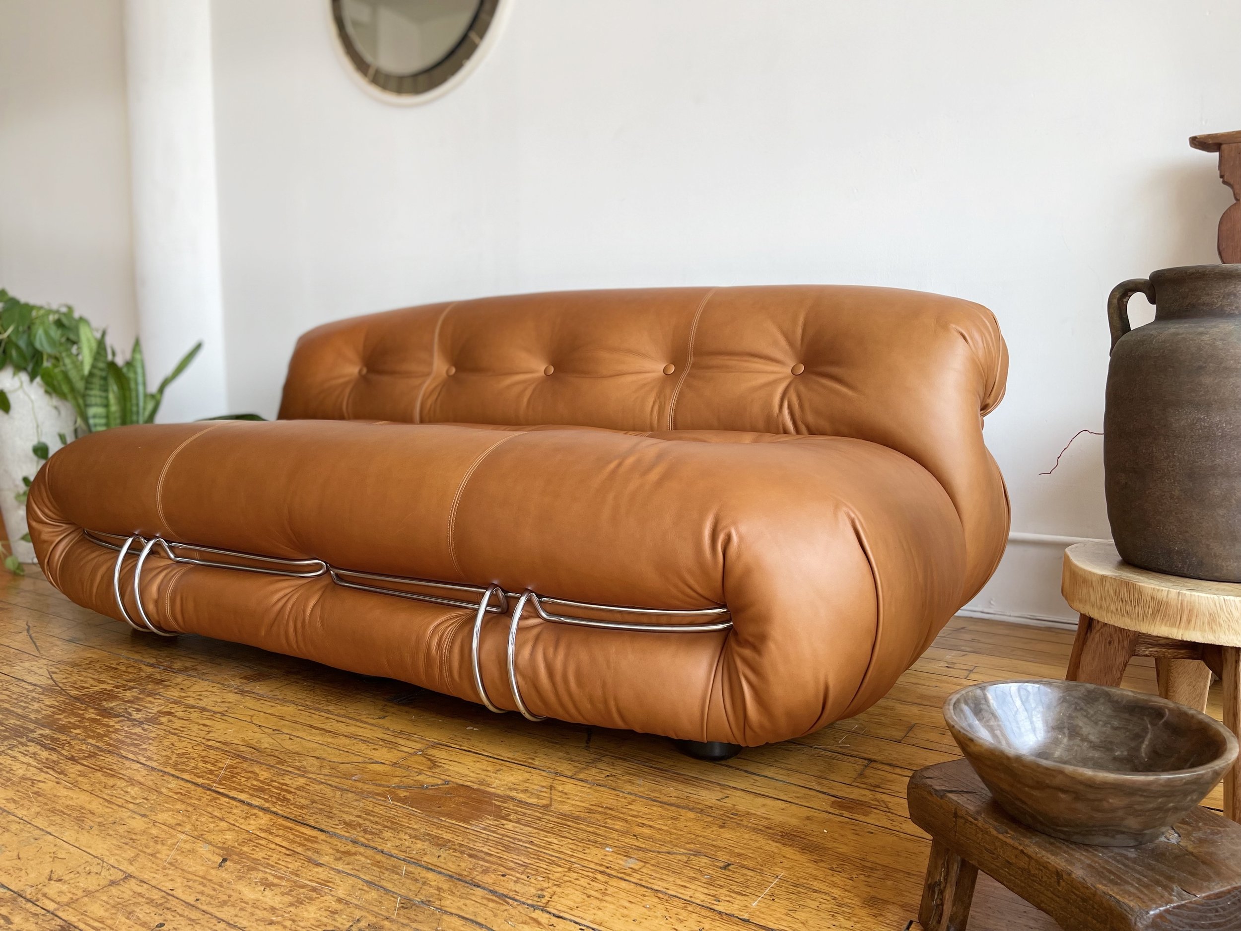 Vintage Soriana Sofa by Afra and Tobia Scarpa newly upholstered with Italian Leather