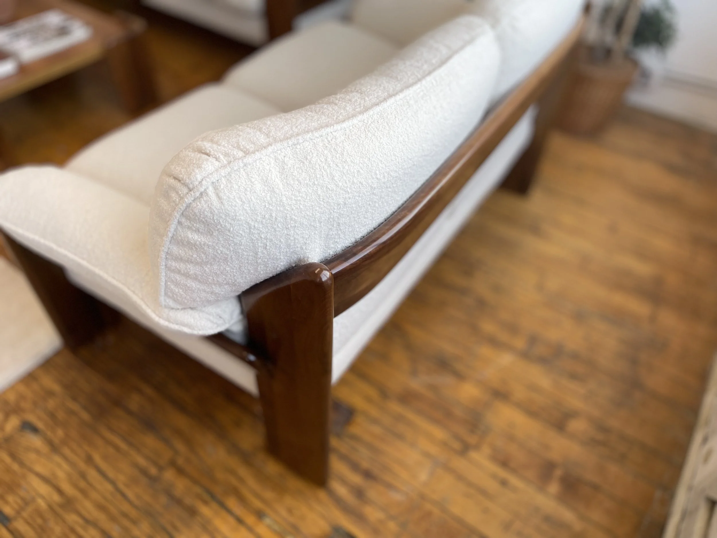 Mid Century Italian Sofa Set White Boucle 4812 corner chair