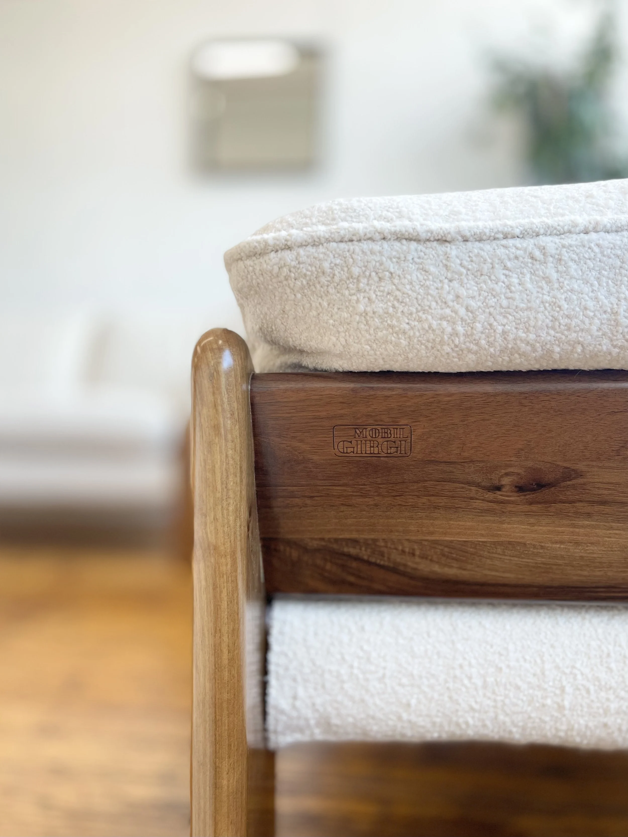 Mid Century Italian Sofa Set White Boucle 4813 tag mark