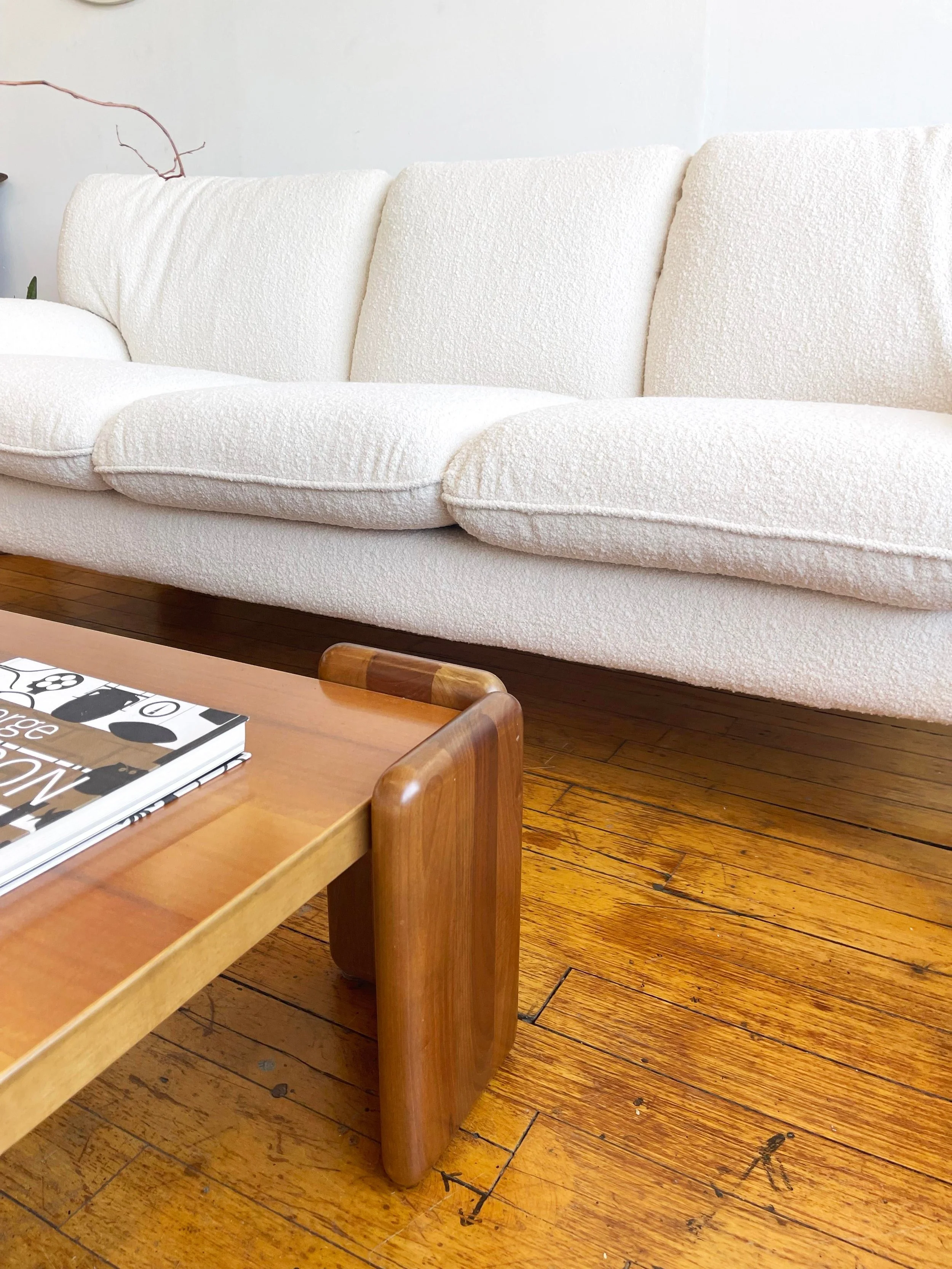 Italian Mid Century Sofas Three Cushions White boulce | seat cushions