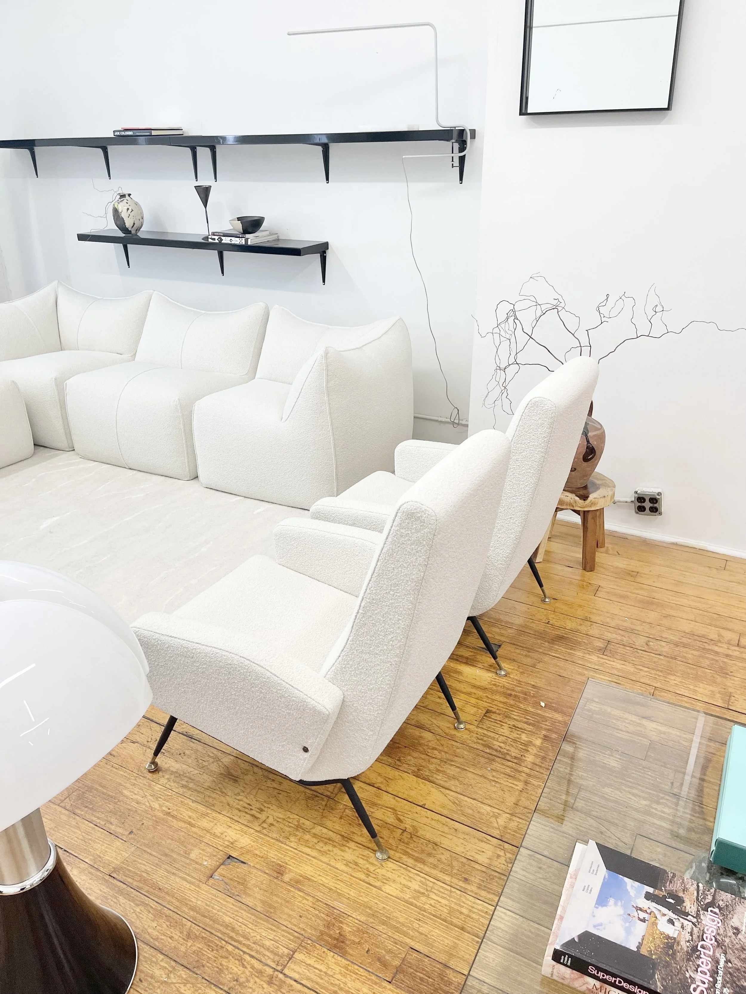 Vintage Italian Chairs White Boucle 5203 in room