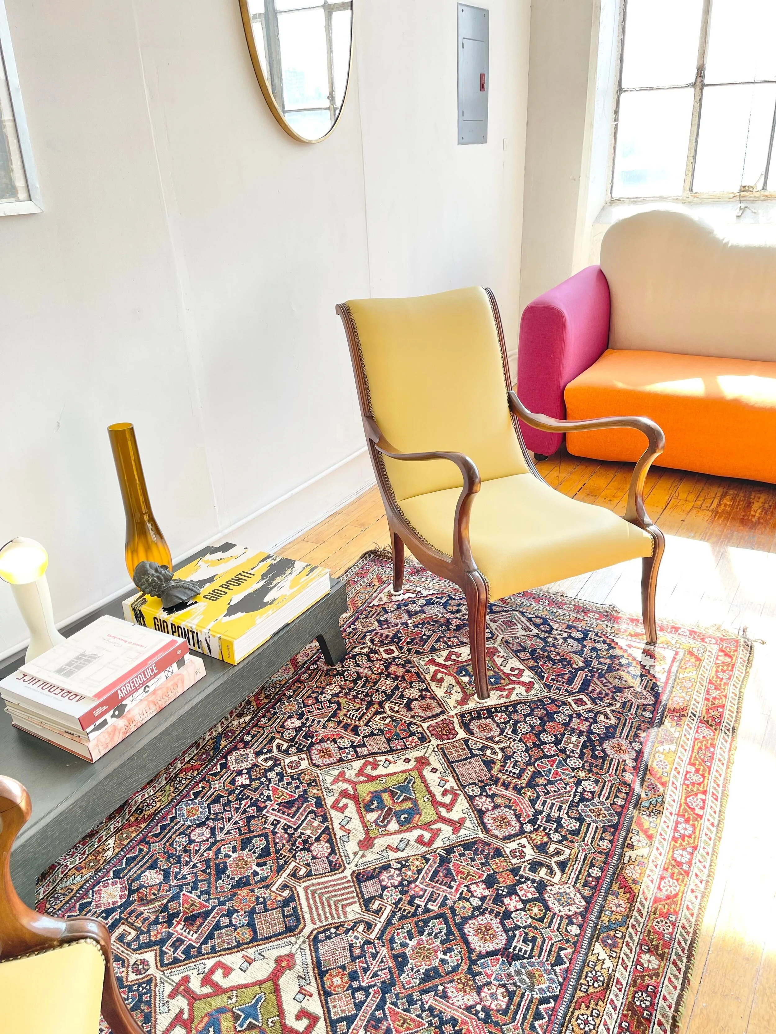 Italian Vintage Chairs Mid Century Leather Arcmhairs - 5202 top angle view